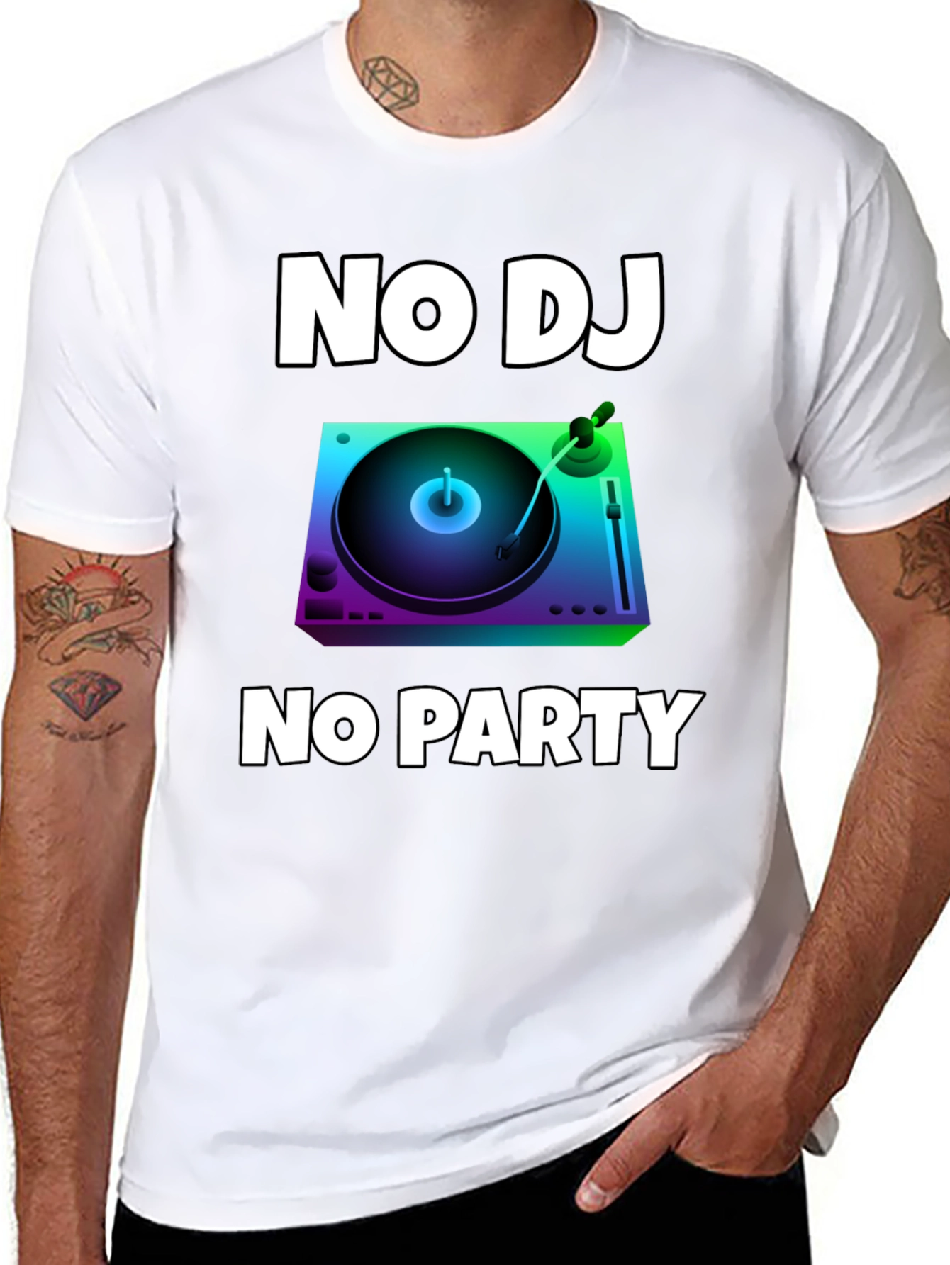 Black No DJ No Party Graphic T-Shirt view 8