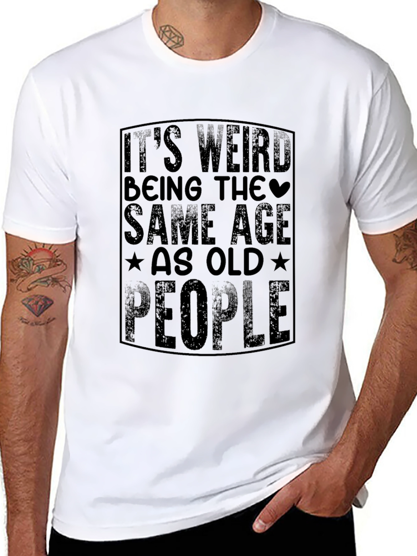 Black Funny "Same Age as Old People" Graphic Tee view 8