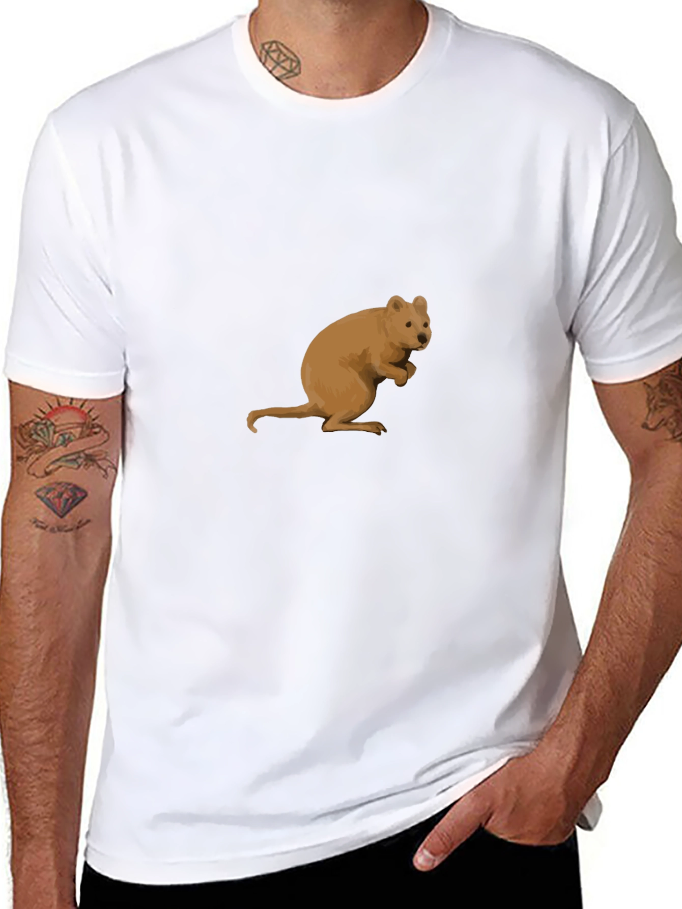 Black Quokka Graphic Tee - Black Cotton T-Shirt view 8