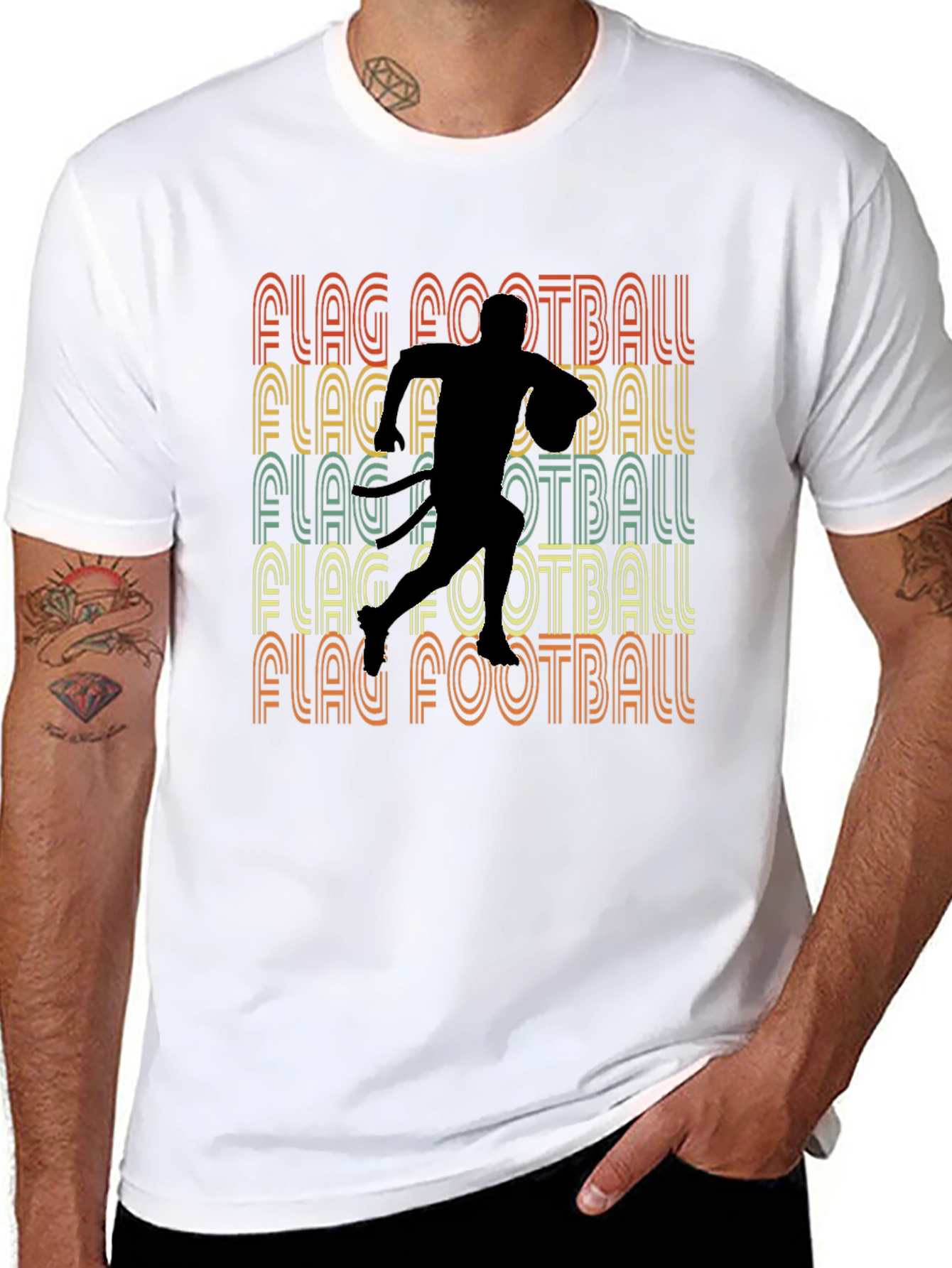 Black Retro Flag Football T-Shirt - Sportswear view 8