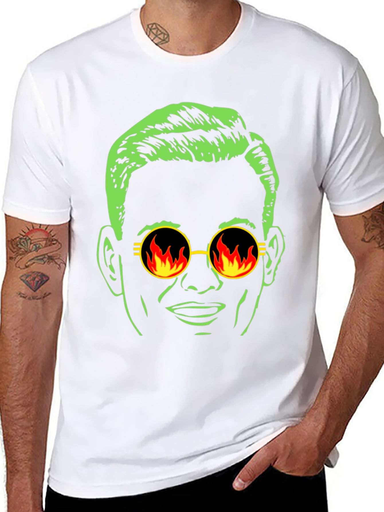 Black Cool Dude Graphic Tee - Retro Fire Sunglasses view 8