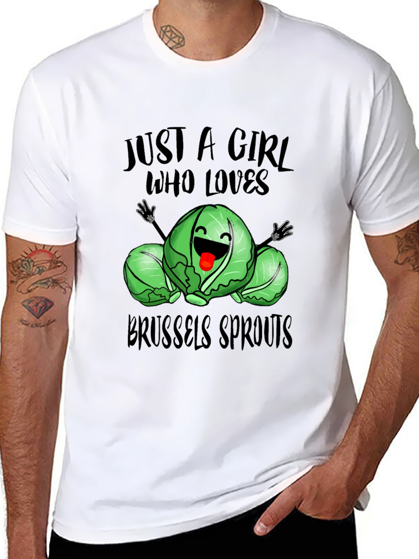 Black Brussels Sprouts Lover T-Shirt - Cute Girl's Tee view 8