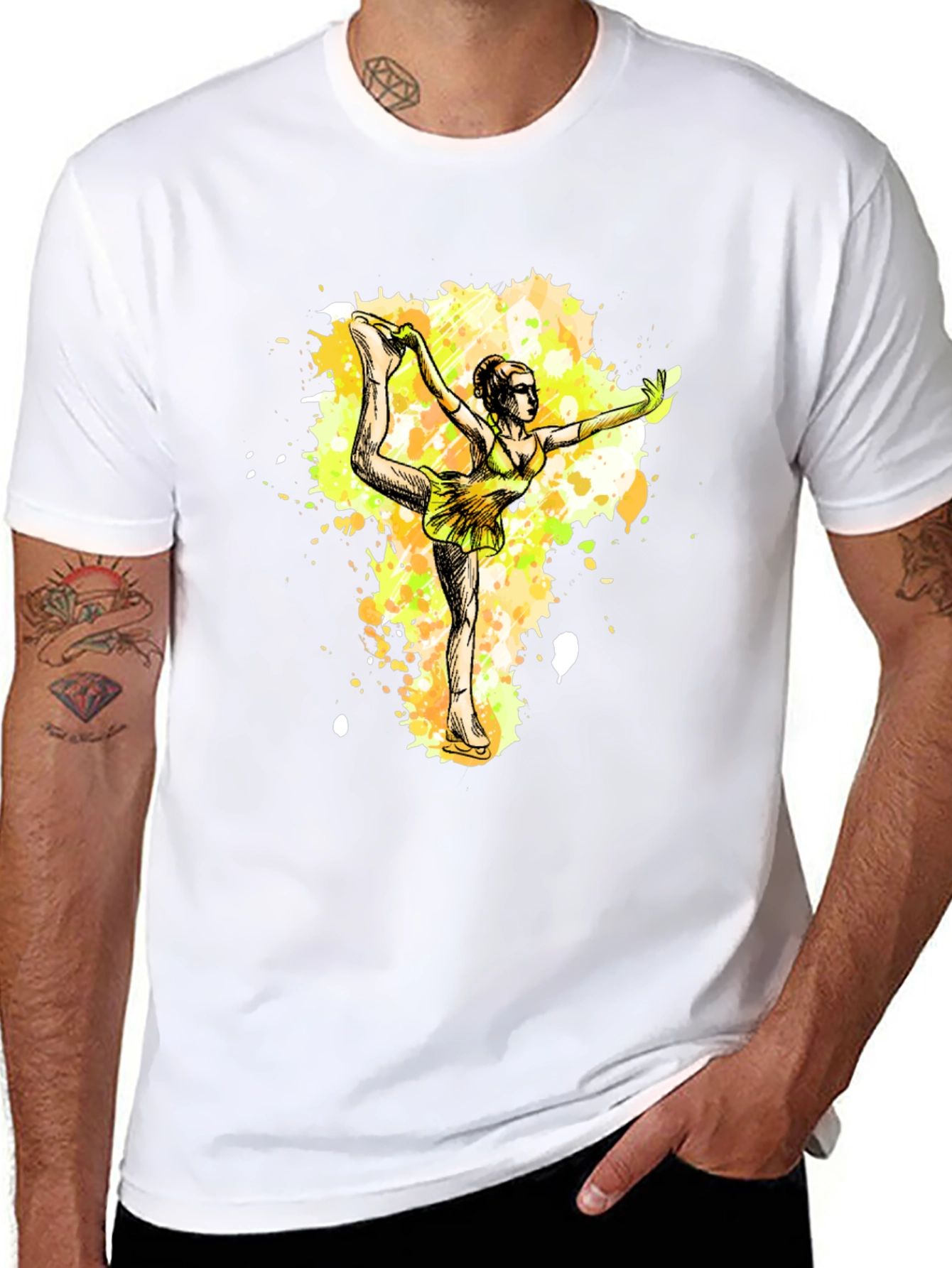 Black Figure Skater Graphic Tee - Black Cotton T-Shirt view 8