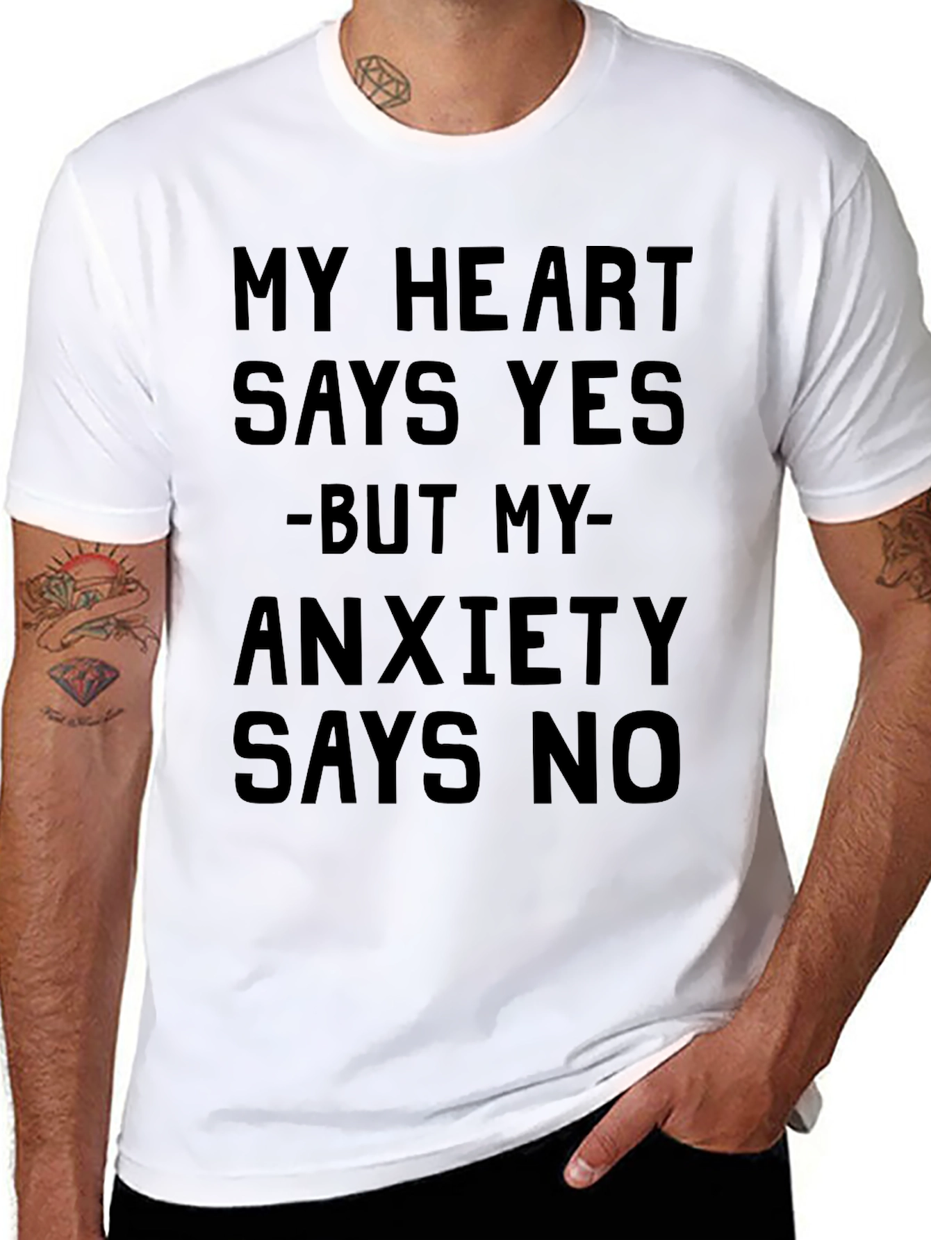 Black My Heart Says Yes T-Shirt - Anxiety Funny Tee view 8
