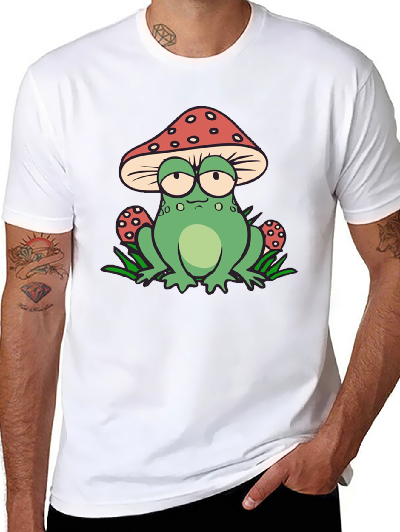 Black Mushroom Frog Graphic Tee - Unique Novelty Shirt view 8