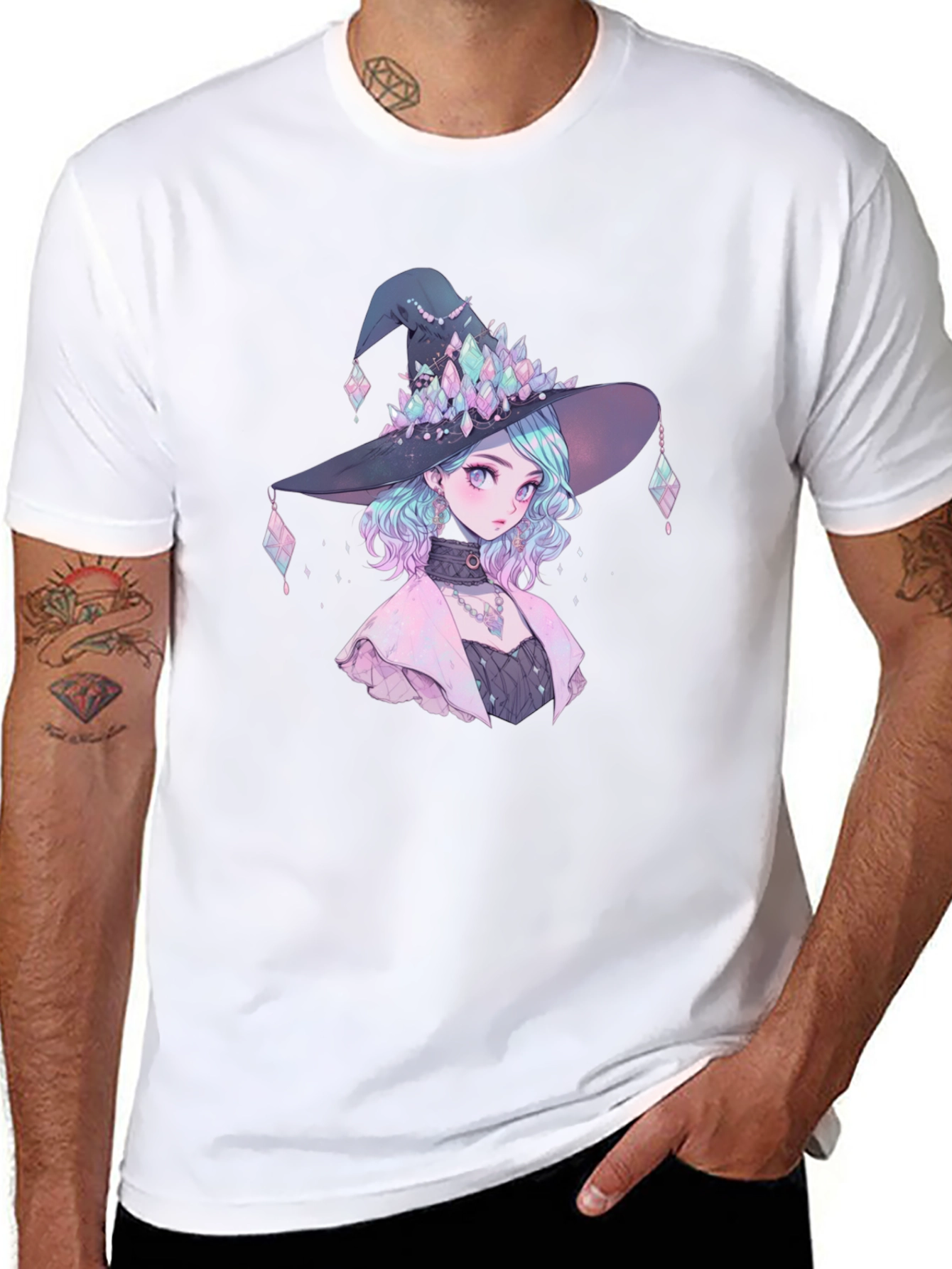 Black Anime Witch Graphic Tee - Stylish Unisex T-Shirt view 8