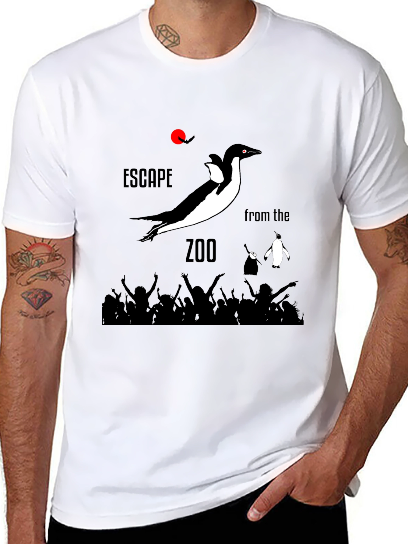 Black Escape from the Zoo Black Graphic T-Shirt view 8