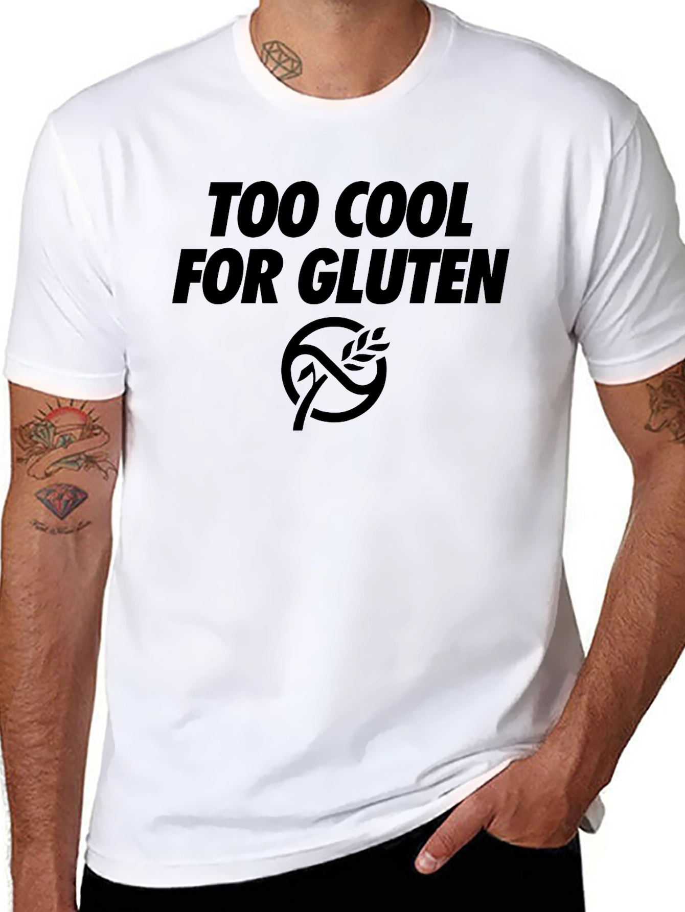 Black Too Cool For Gluten Black T-Shirt view 8