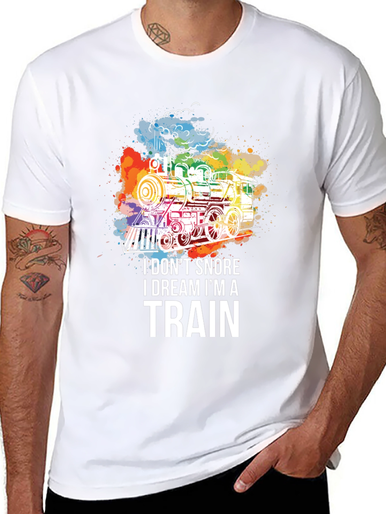 Black Train Dreamer T-Shirt - Colorful Steam Engine Tee view 8