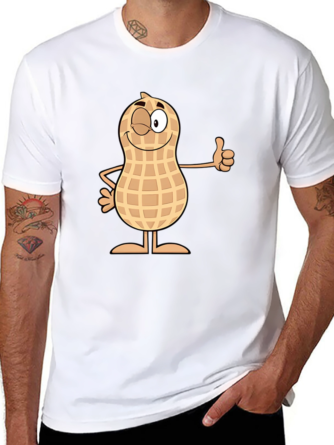 Black Funny Peanut Cartoon Black T-Shirt view 8