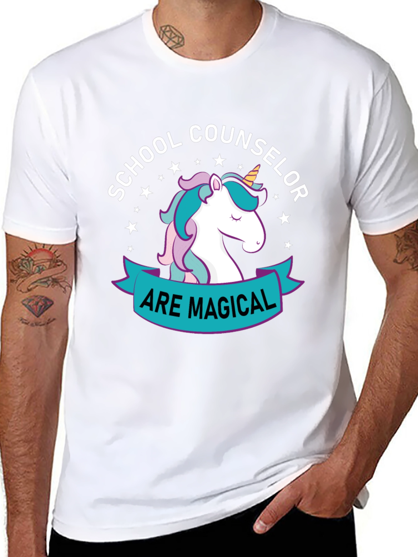 Black School Counselor Unicorn T-Shirt view 8
