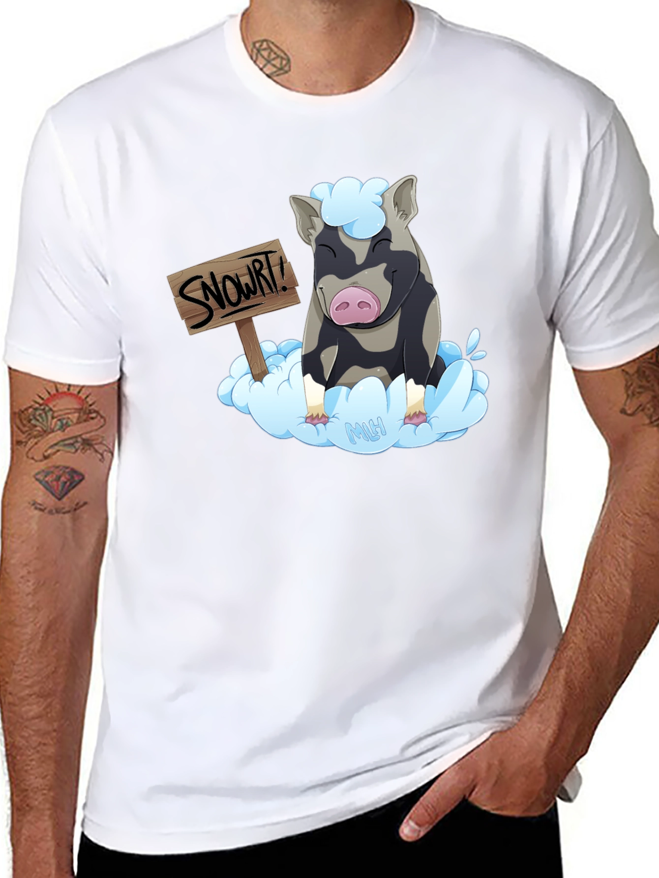 Black Snort! Pig Cloud T-Shirt - Men's Graphic Tee view 8