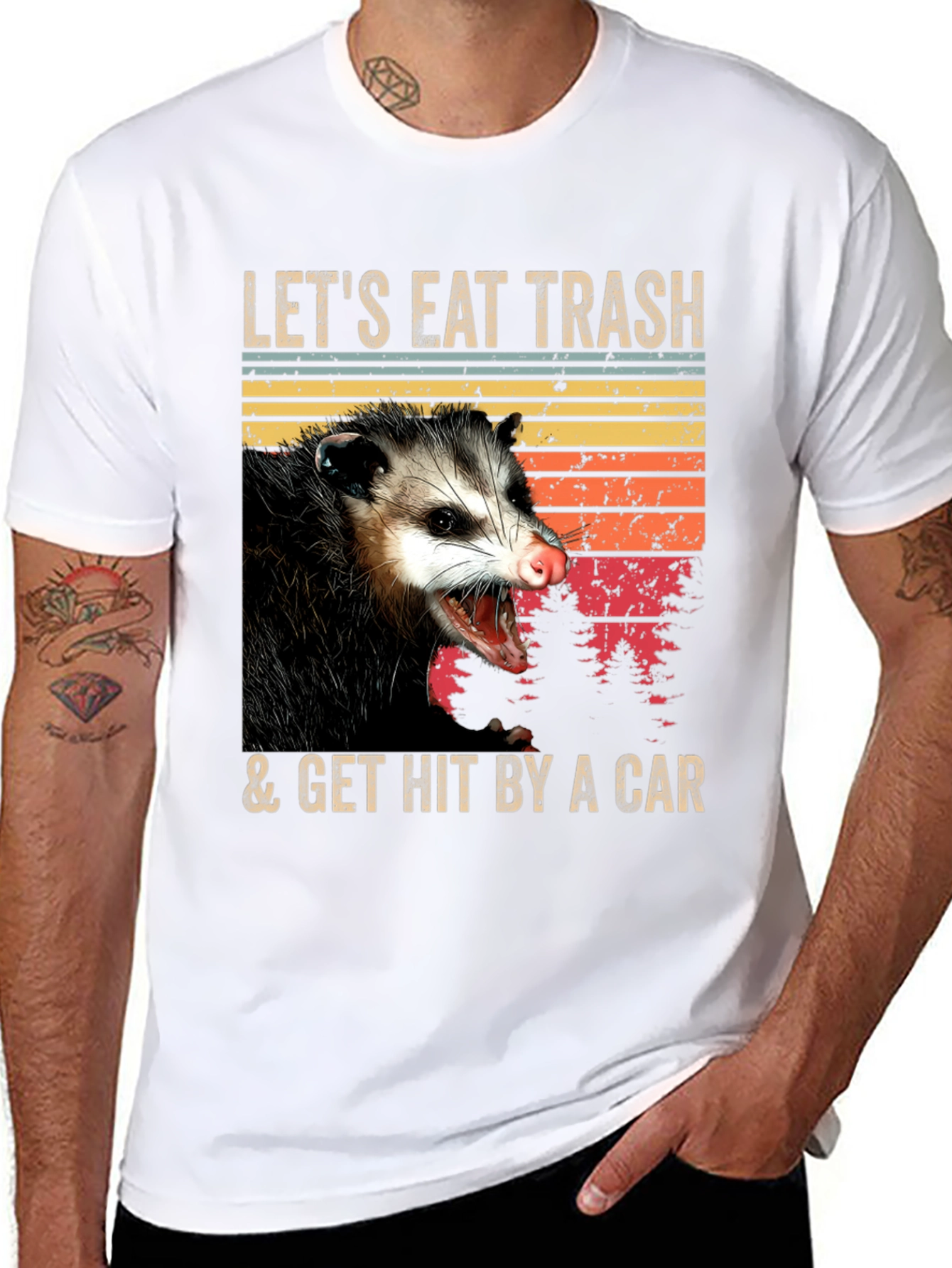 Black Opossum T-Shirt - Eat Trash & Get Hit By A Car - Funny Graphic Tee view 8