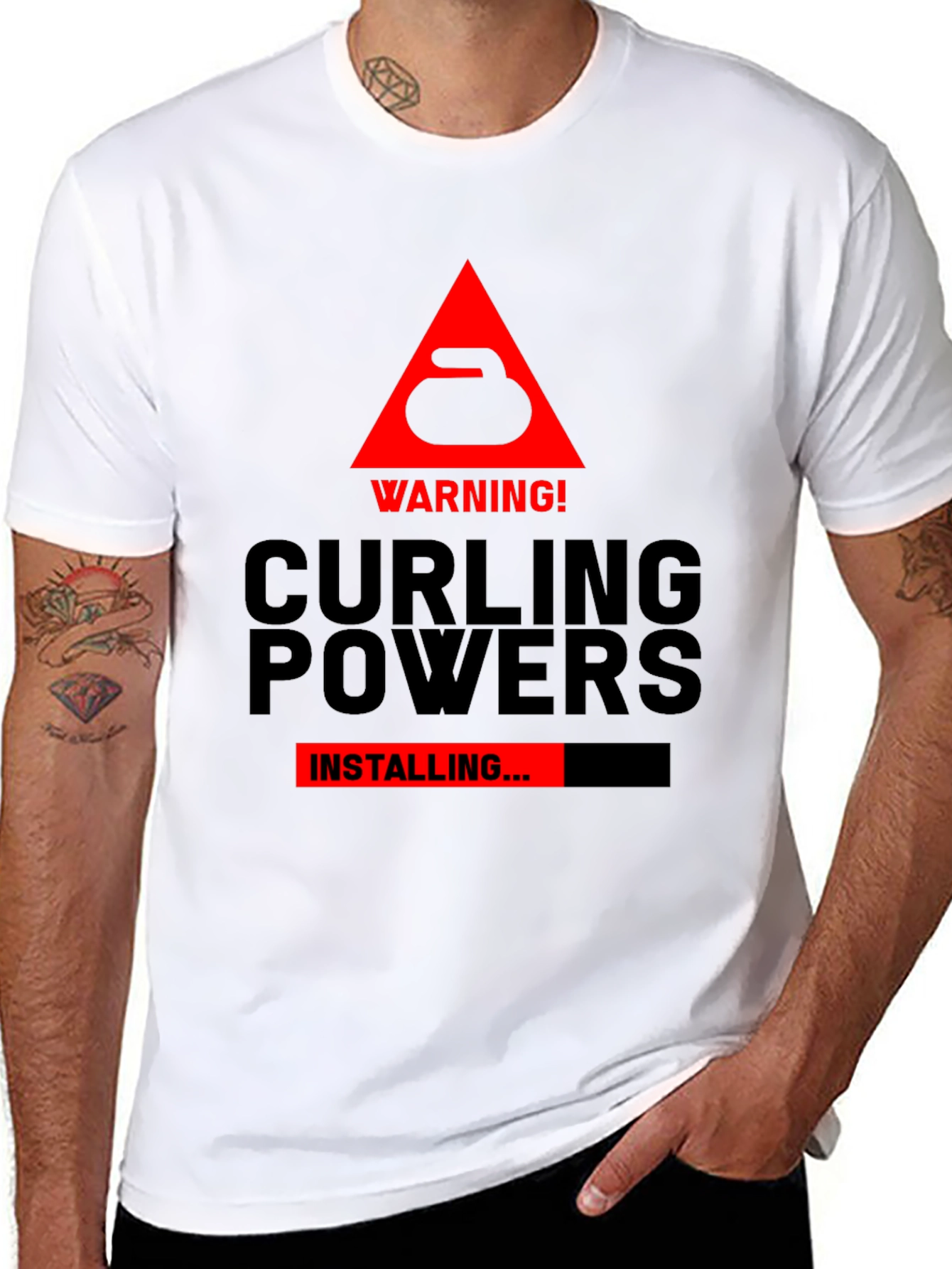 Black Curling Powers Installing Black T-Shirt view 8