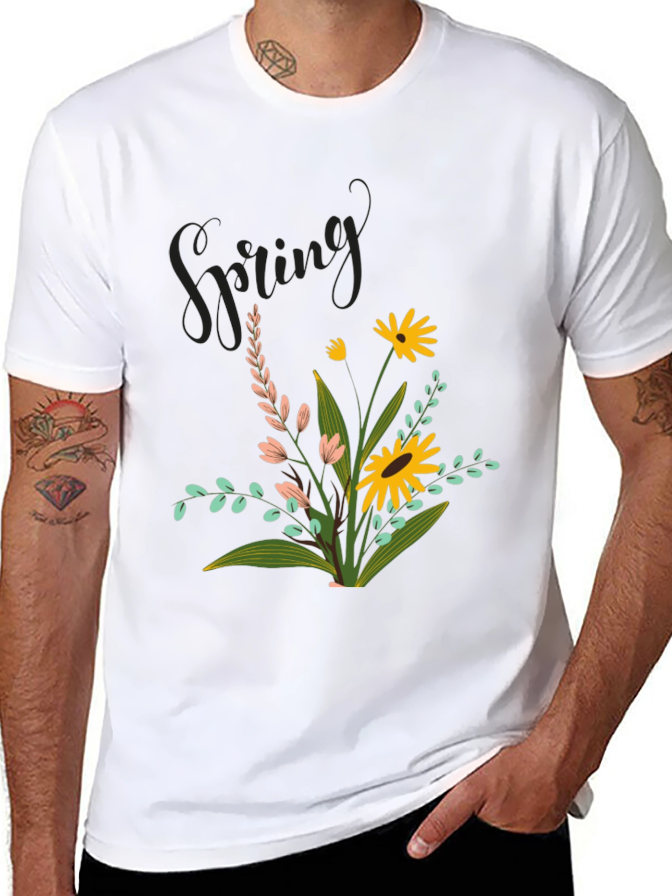 Black Spring Flower Graphic Tee view 8