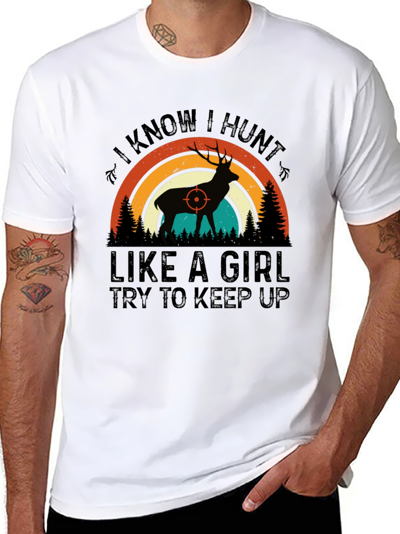 Black I Know I Hunt Like A Girl T-Shirt view 8