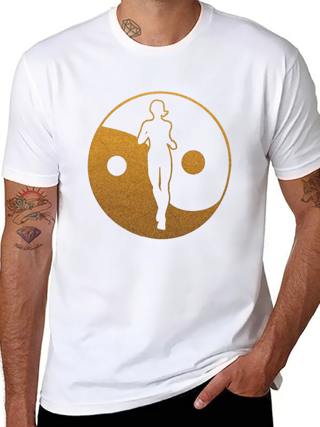 Black Yin Yang Runner Graphic Tee - Black view 8