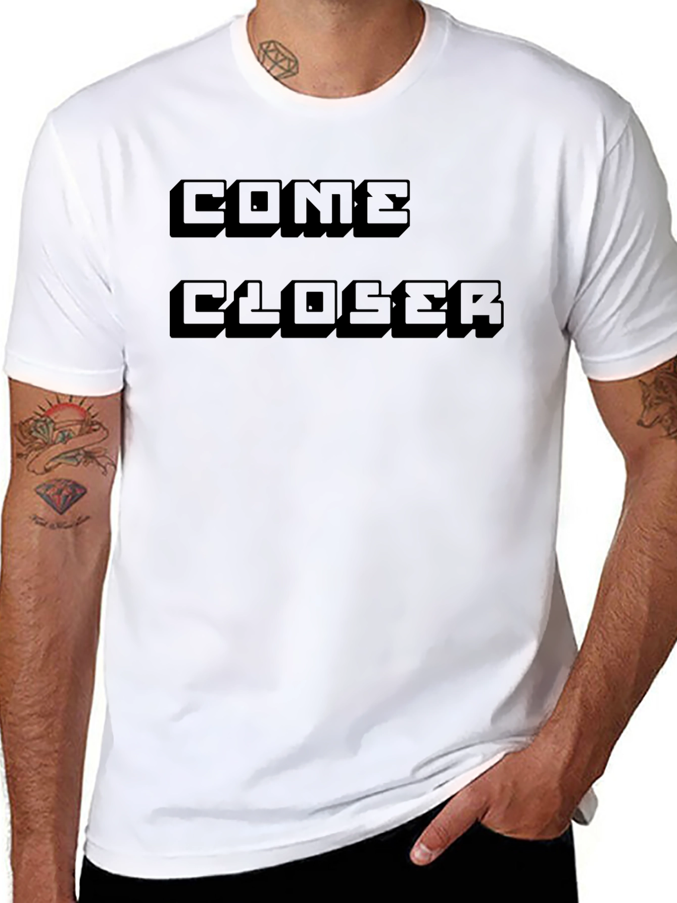 Black Come Closer Black T-Shirt view 8