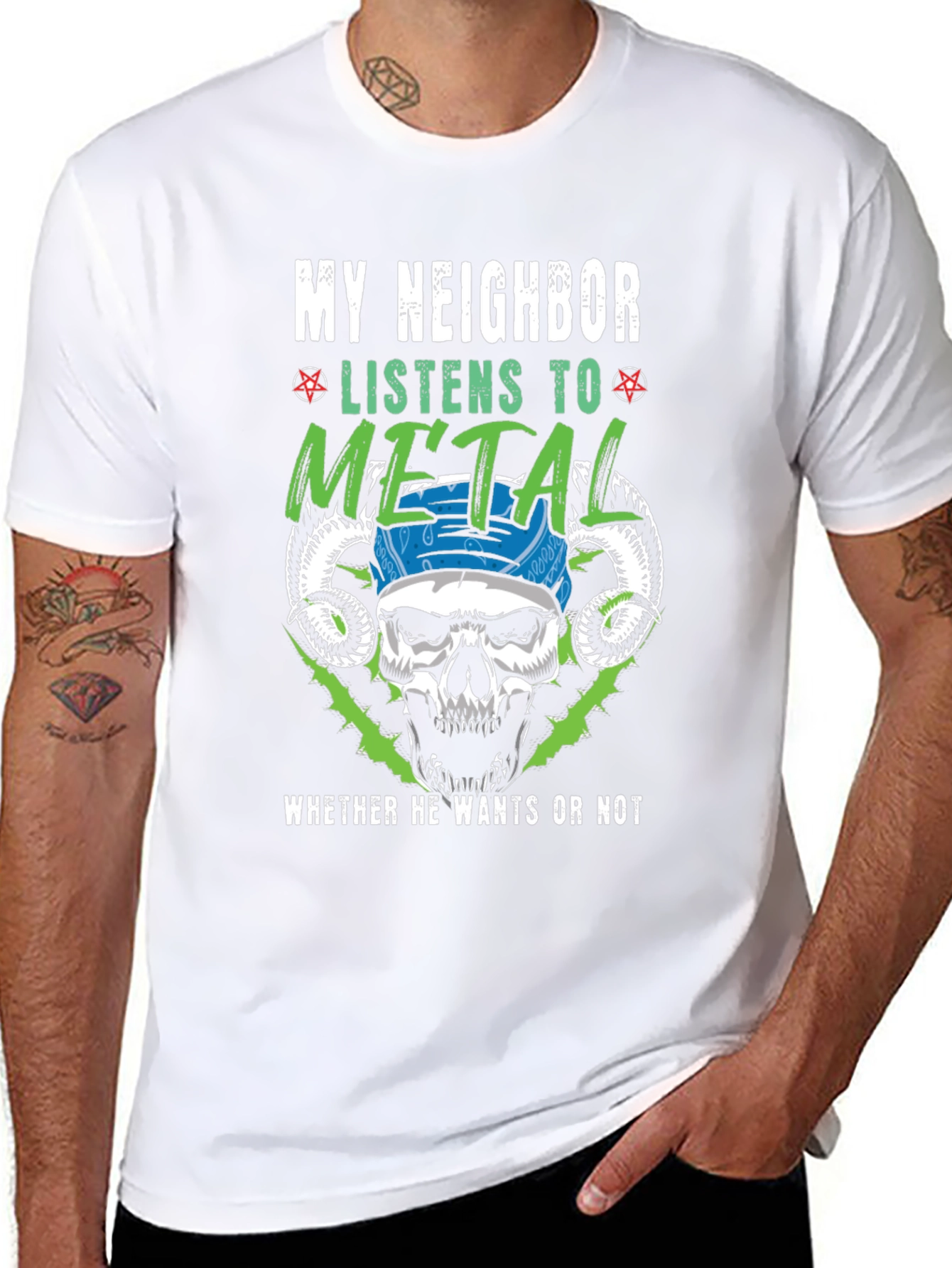 Black Metal Music Lover T-Shirt - Funny Skull Design view 8
