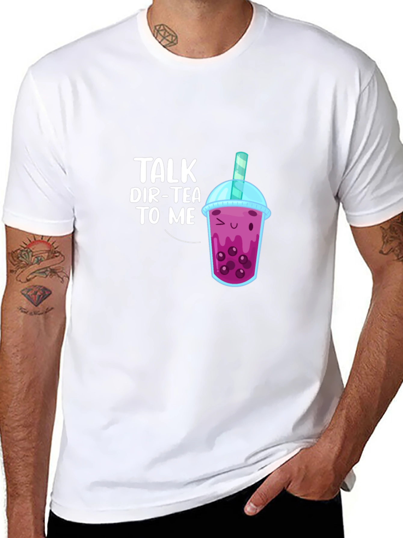Black Talk Dir-Tea To Me Bubble Tea T-Shirt view 8