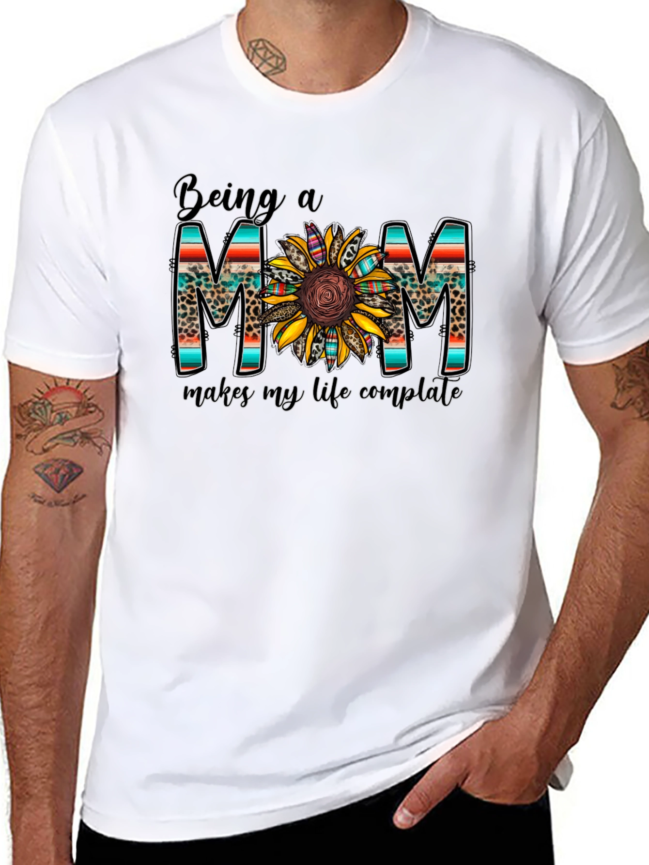 Black Being a Mom Graphic Tee Sunflower Design view 8