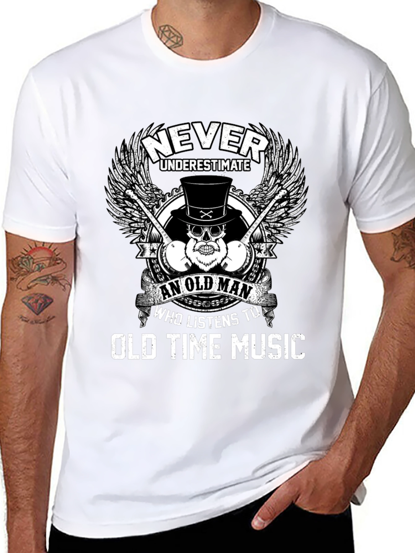 Black Never Underestimate Old Time Music Lover Tee view 8