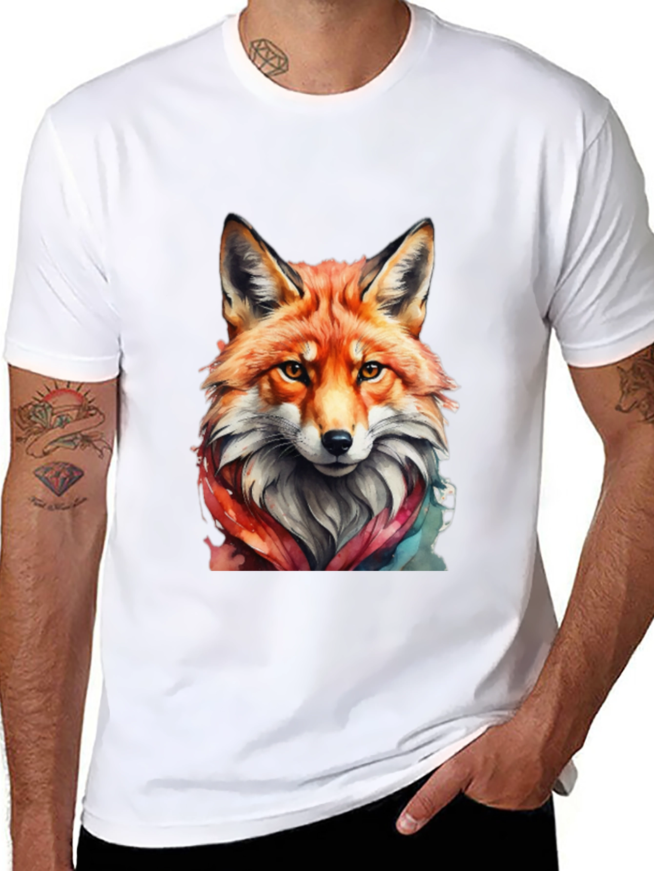 Black Fox Watercolor Graphic Tee - Unisex view 8