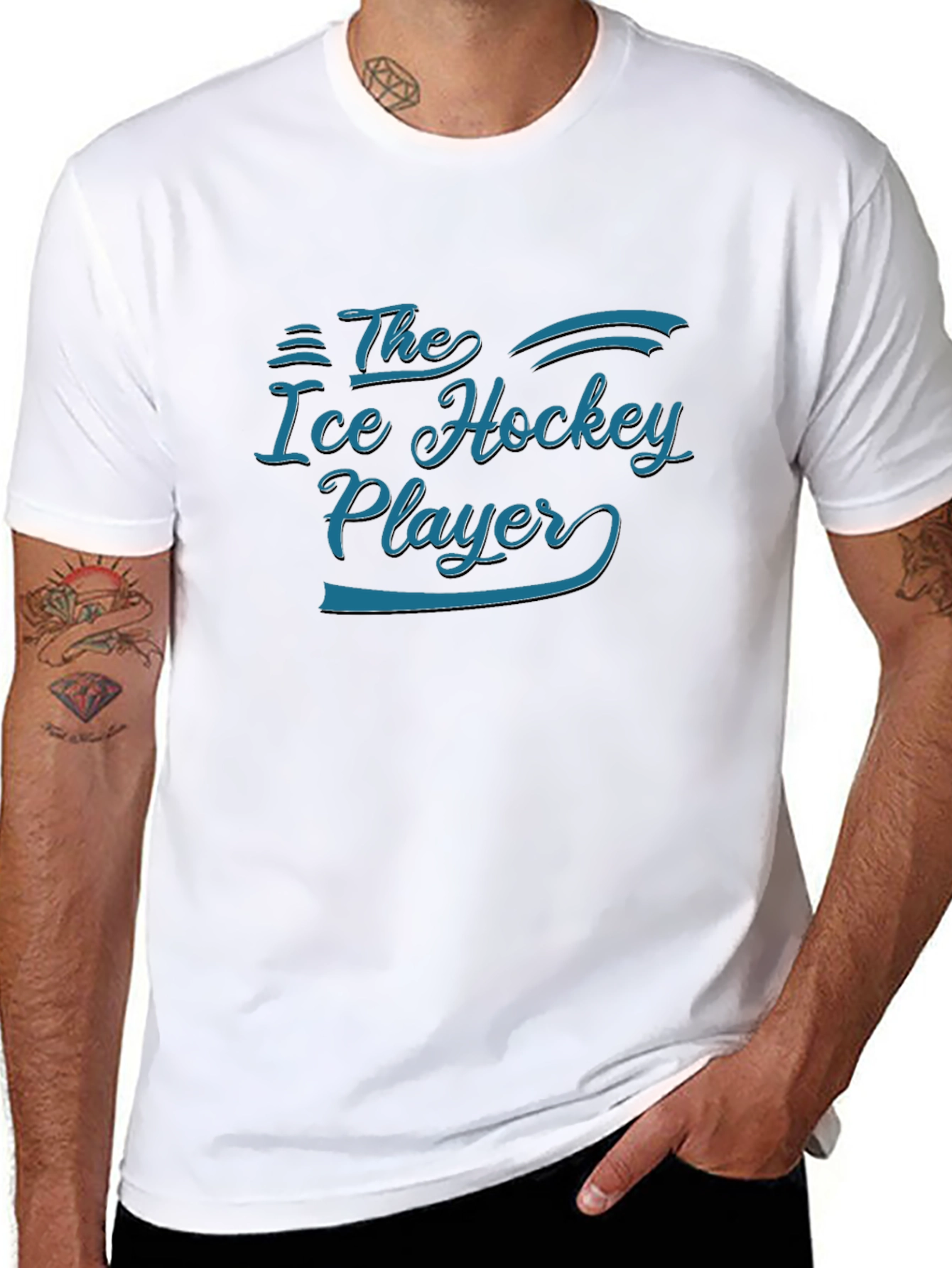 Black The Ice Hockey Player T-Shirt - Black Graphic Tee view 8
