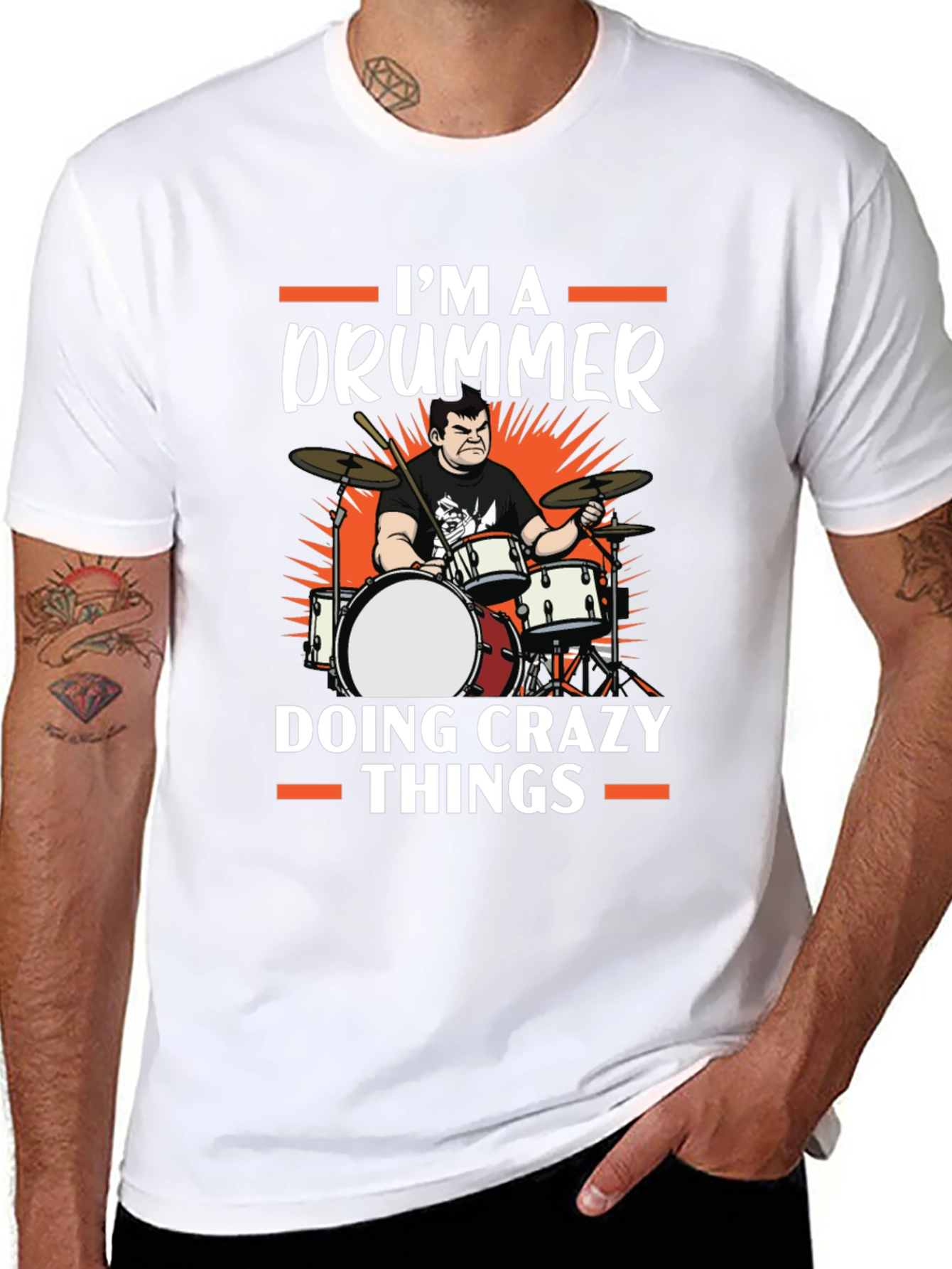 Black I'm A Drummer Doing Crazy Things T-Shirt view 8
