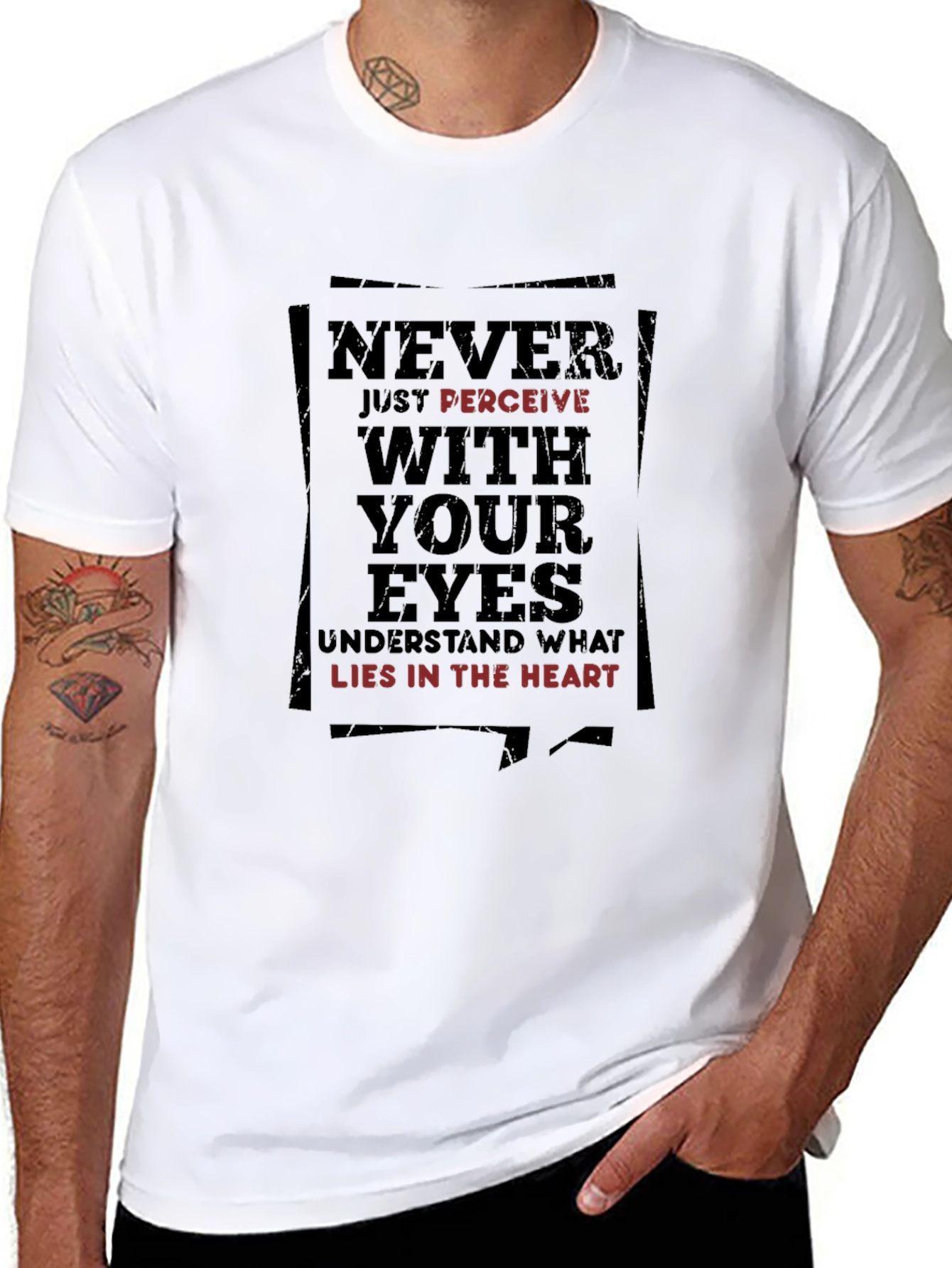 Black Never Perceive Tee - Inspirational Graphic T-Shirt view 8