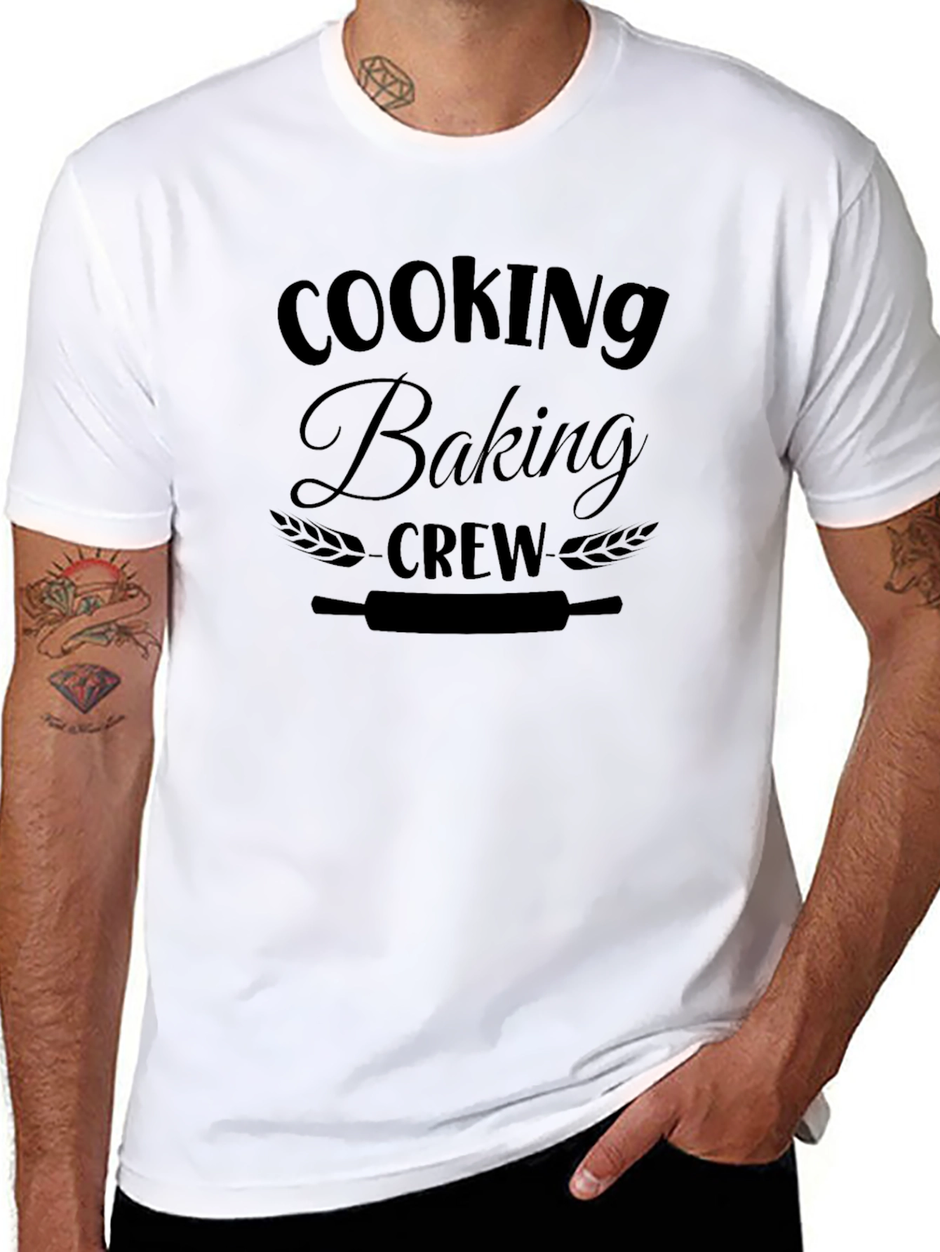 Black Cooking Baking Crew T-Shirt - Black, Unisex view 8
