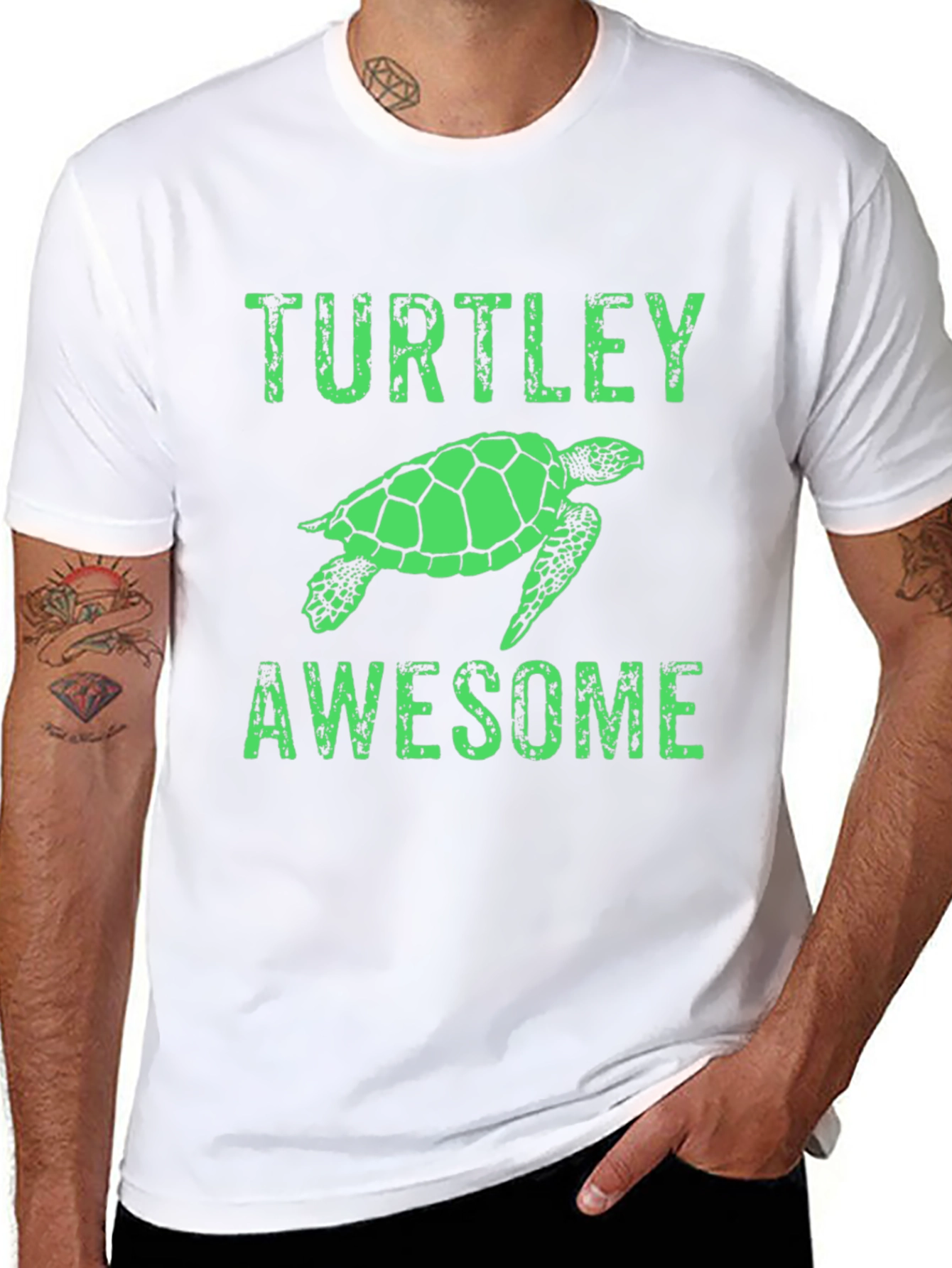 Black Turtley Awesome Graphic Tee - Black Cotton Blend view 8