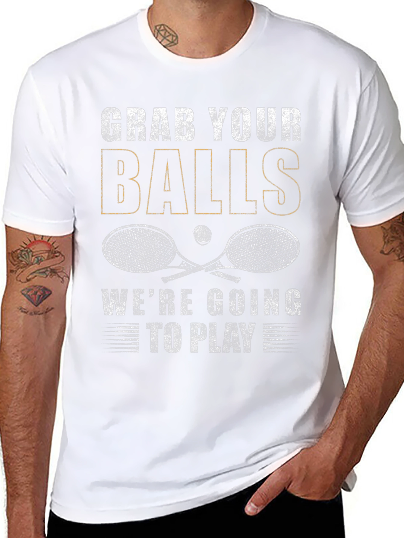 Black Grab Your Balls T-Shirt - Tennis Graphic Tee view 8