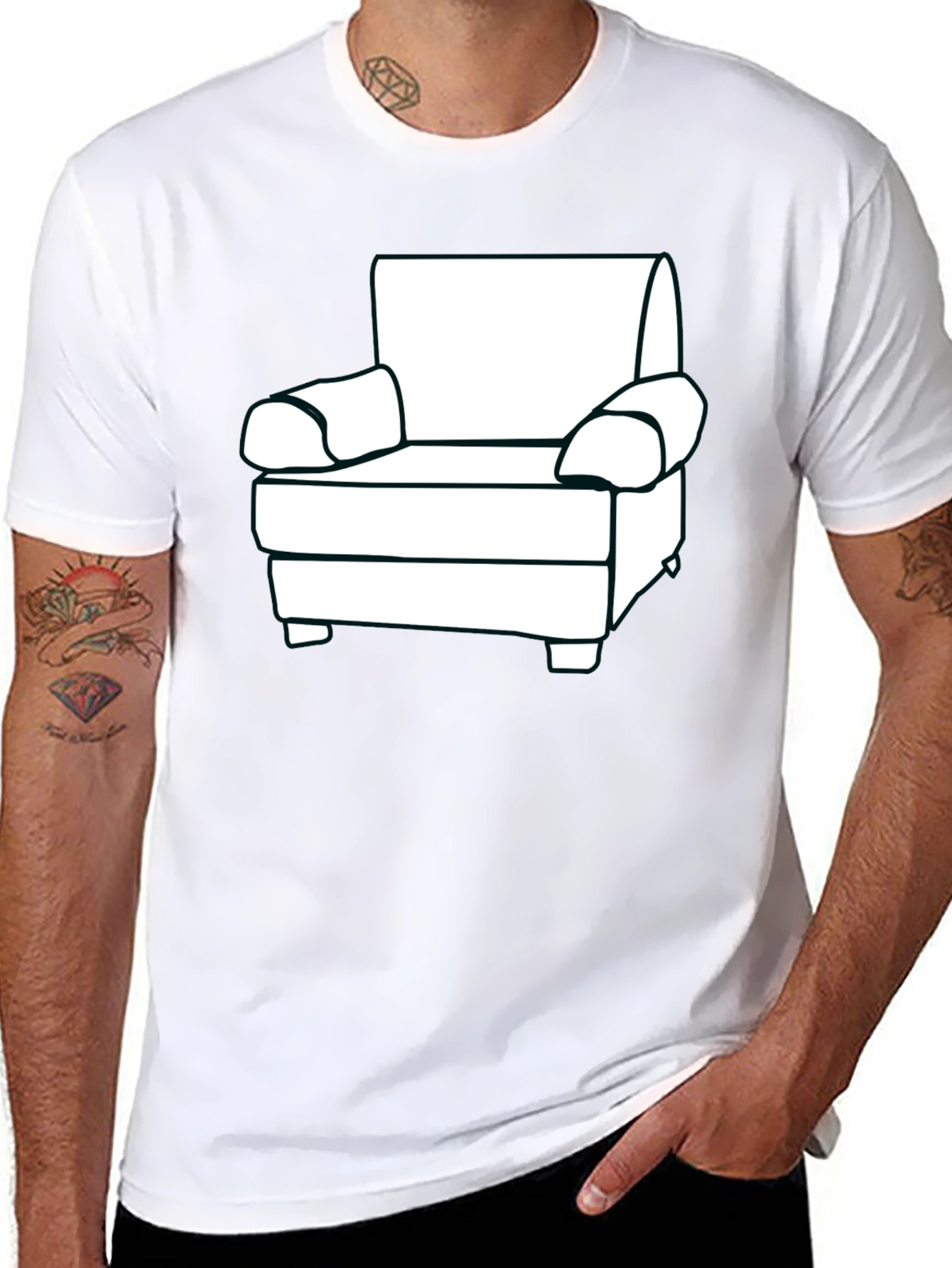 Black White Couch Graphic T-Shirt - Comfort & Style view 8