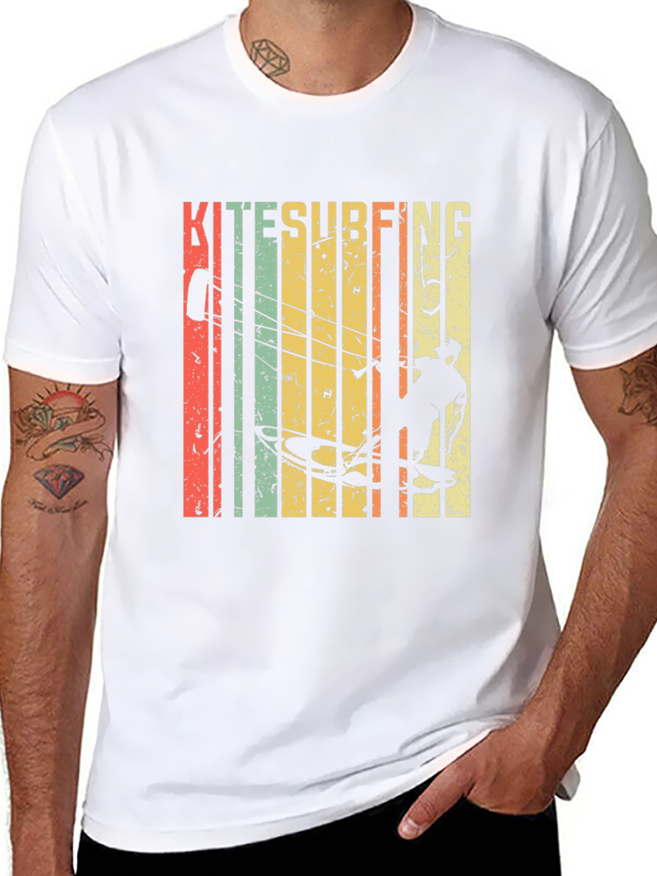 Black Kitesurfing Graphic Tee - Retro Style Surf Shirt view 8