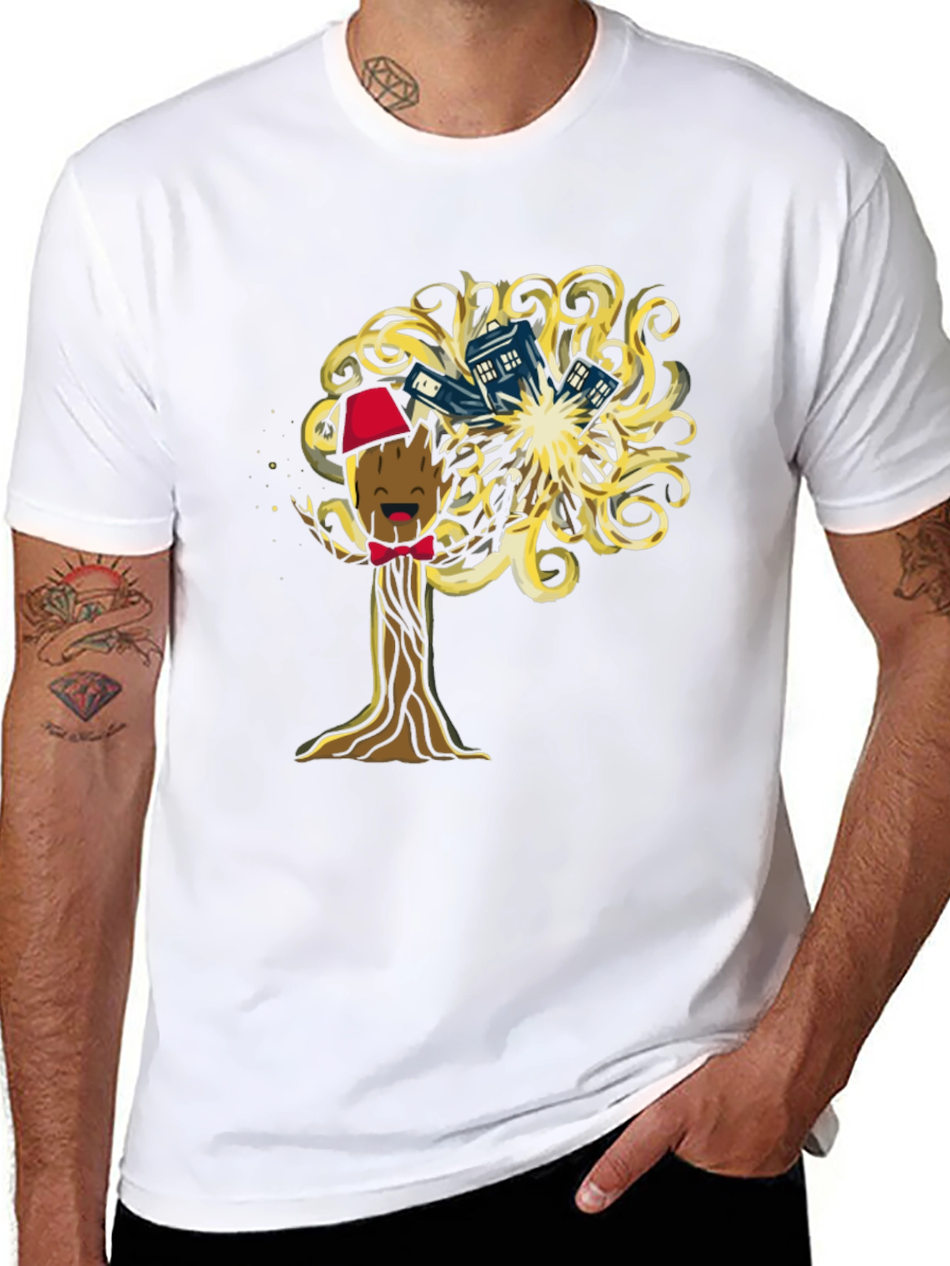 Black Dr Who Groot Mashup T-Shirt view 8
