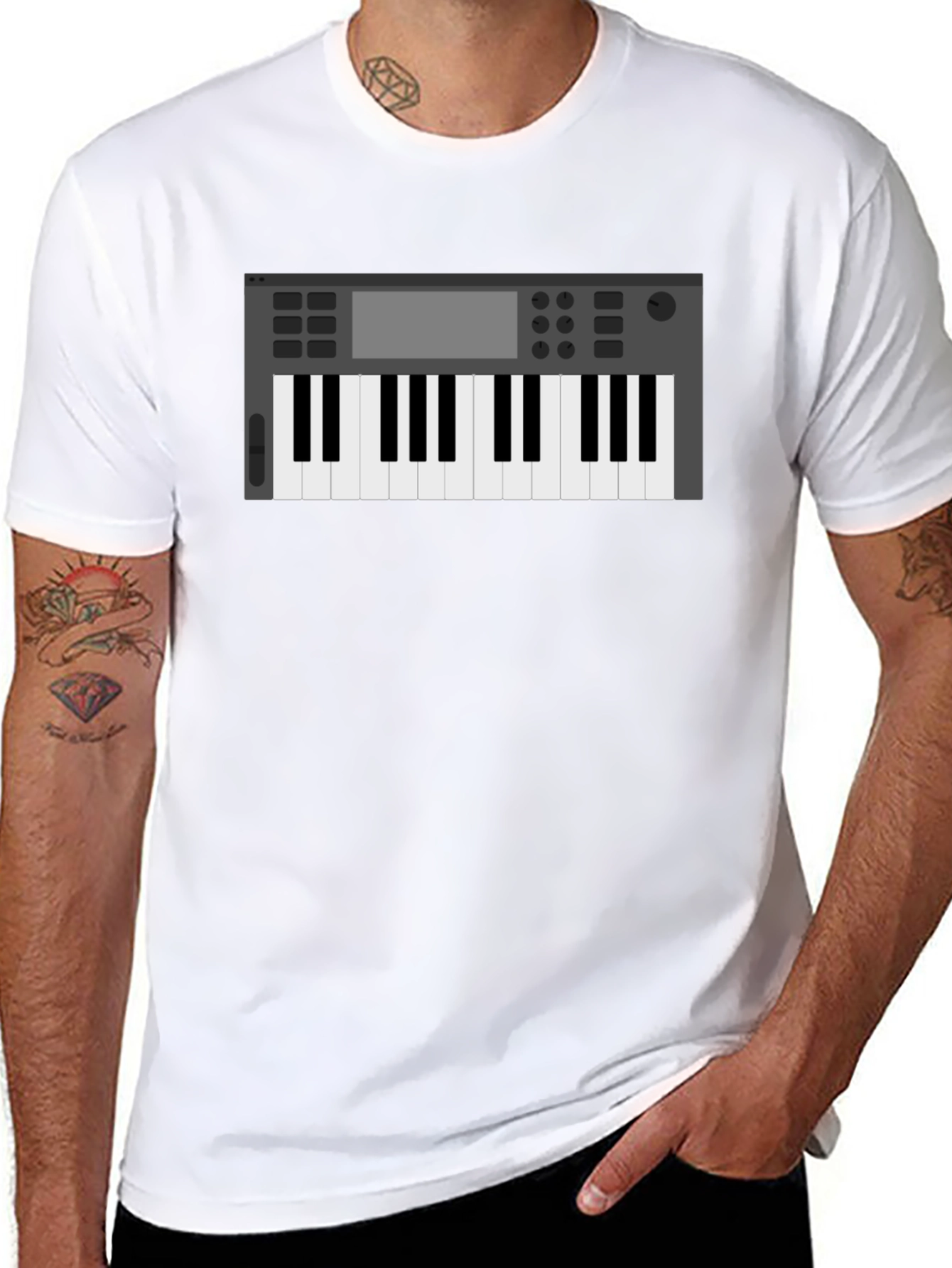 Black Synth Keyboard T-Shirt - Music Producer Tee view 8