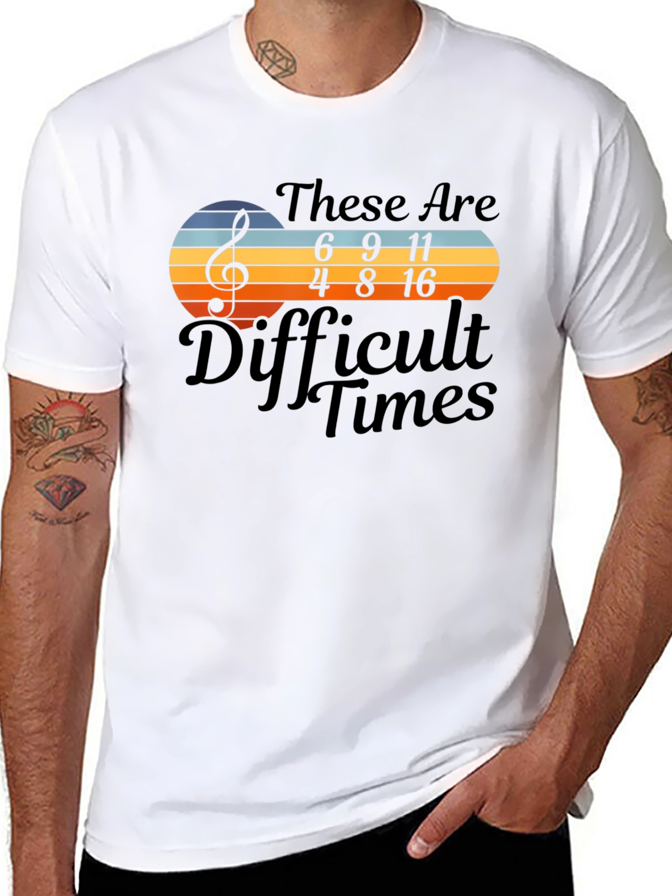 Black Difficult Times Music Math T-Shirt view 8
