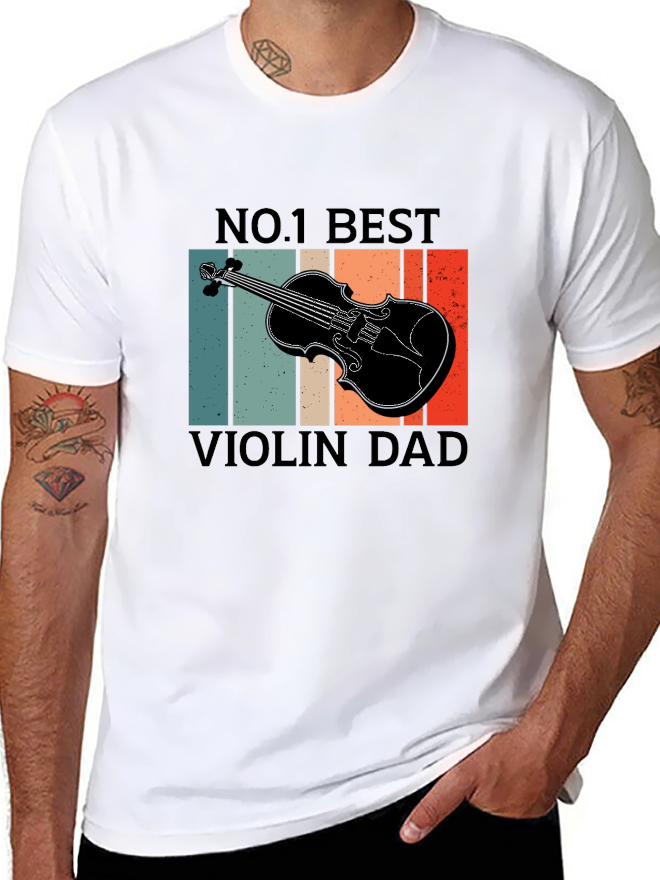 Black No. 1 Best Violin Dad T-Shirt - Music Lover Gift view 8