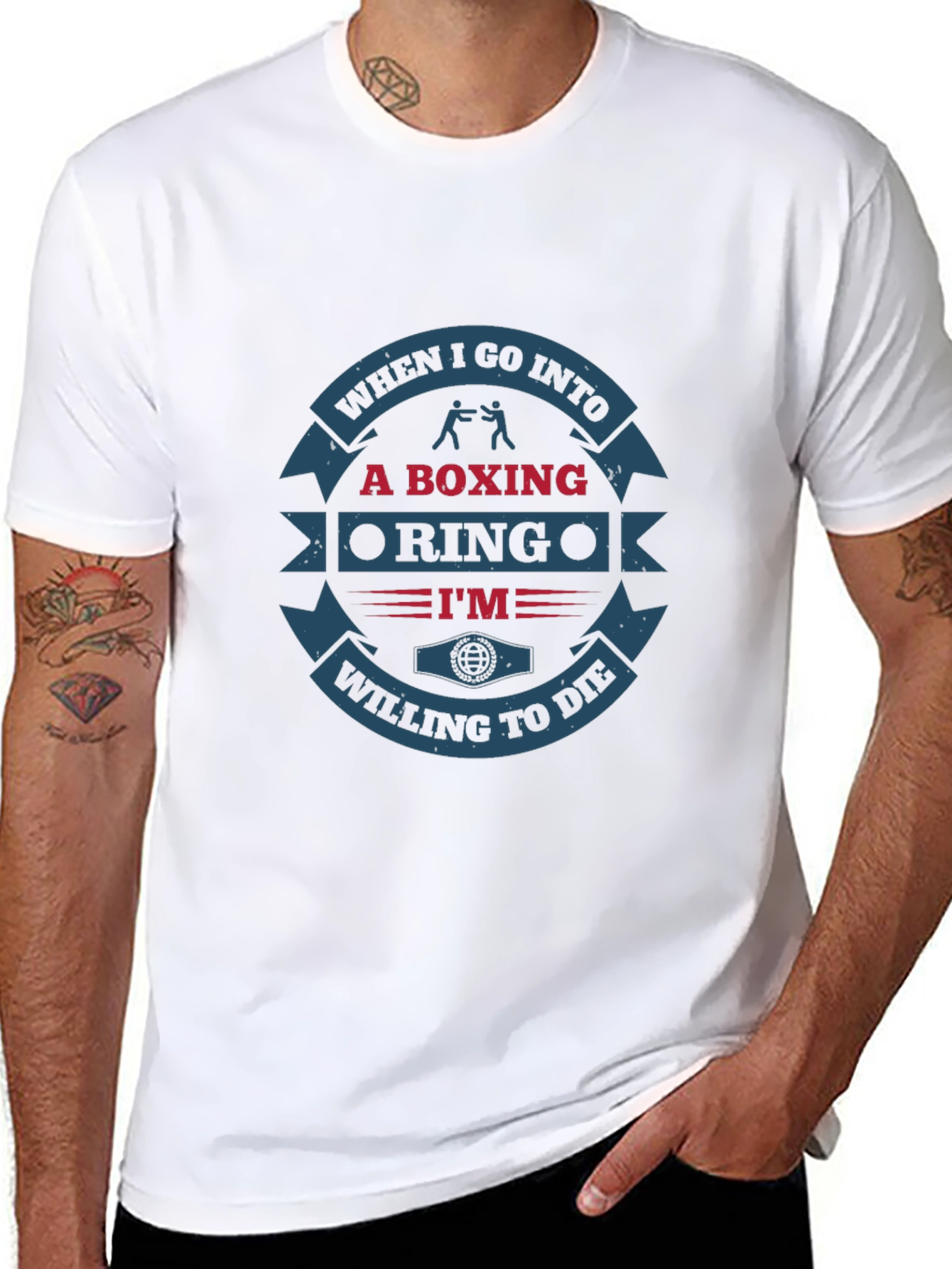 Black Boxing Ring T-Shirt - Willing To Die Design view 8