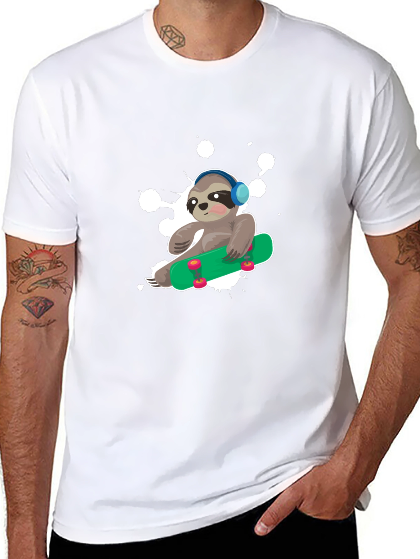 Black Sloth Skateboard Graphic T-Shirt - Trendy Casual Wear view 8