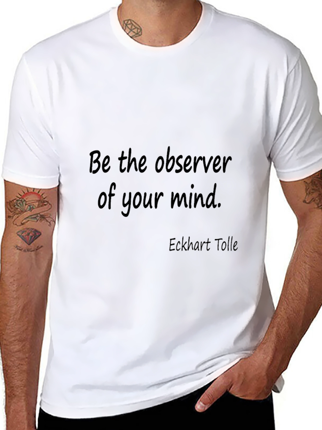Black Observer Mindset Tee - Eckhart Tolle Inspired Black T-Shirt view 8