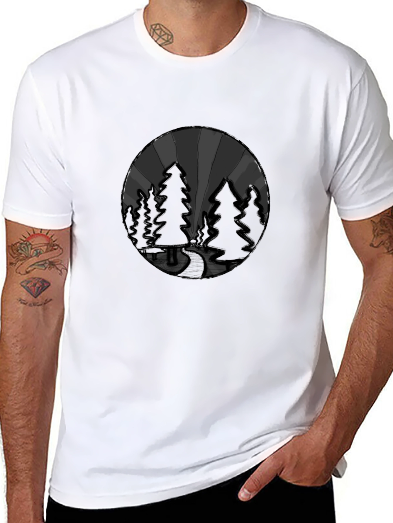 Black Nature Vista Graphic Tee - Soft Cotton Blend view 8