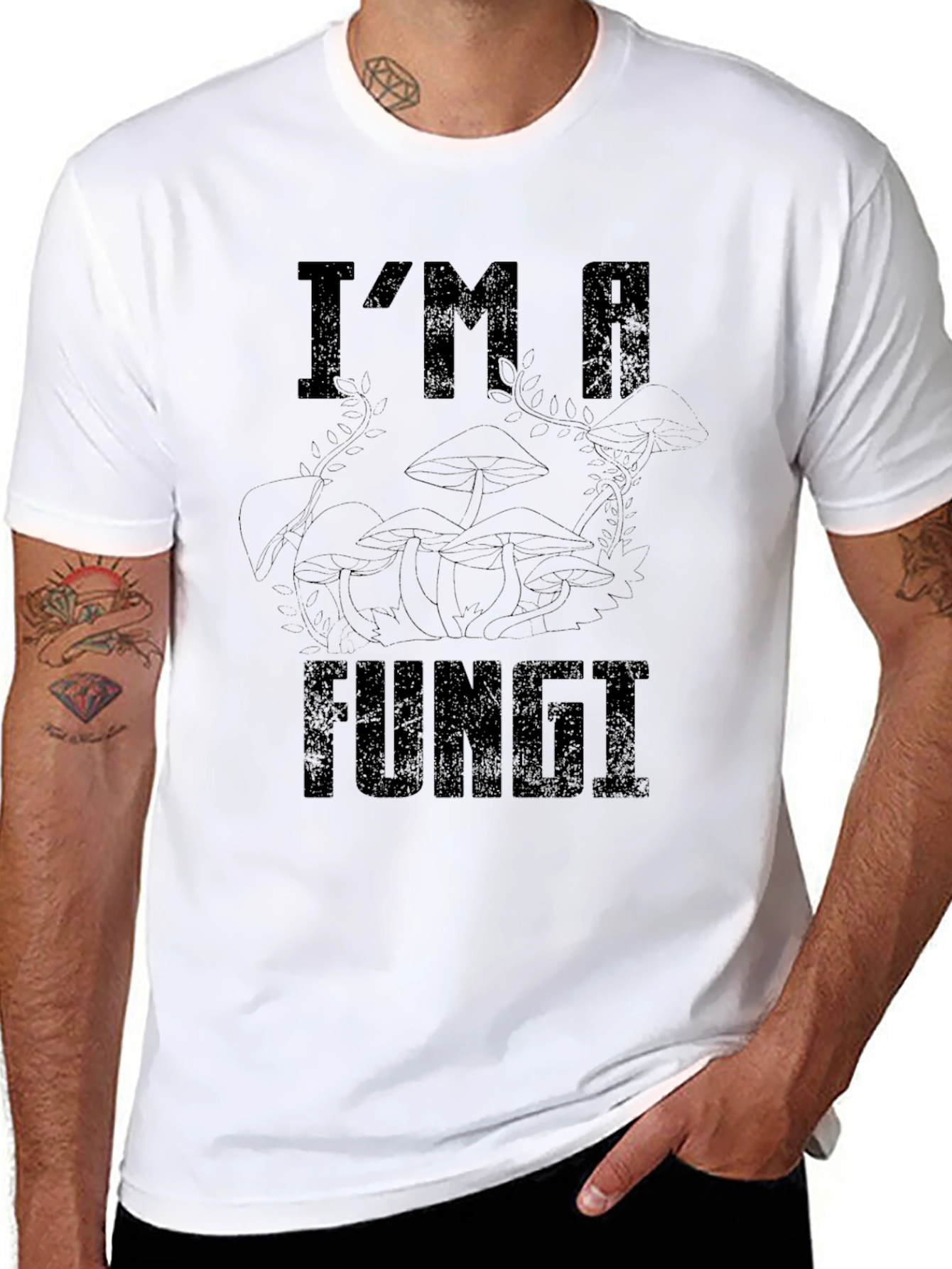 Black I'm A Fungi T-Shirt - Unique Mushroom Graphic Tee view 8