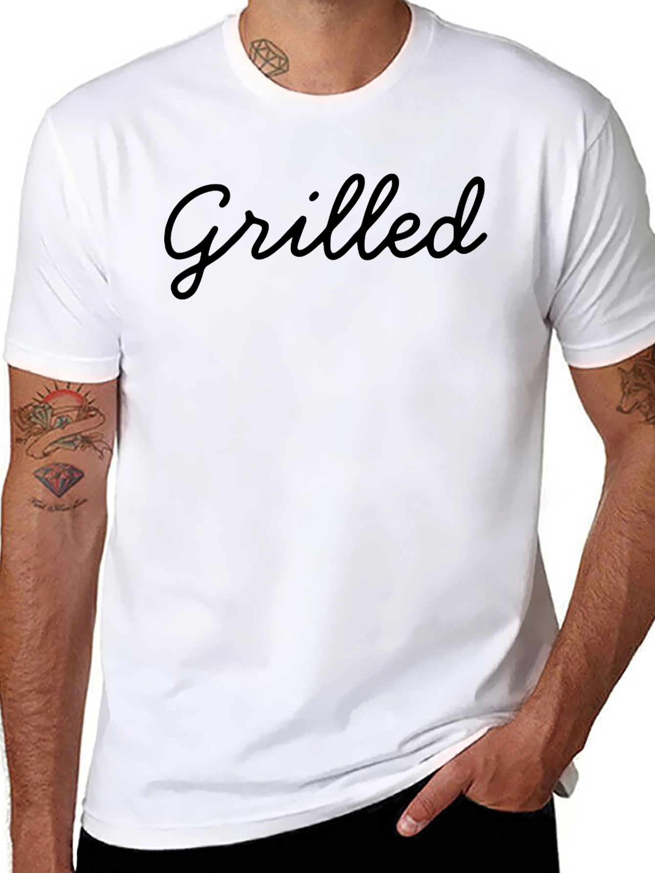 Black Grilled T-Shirt - Black Casual Tee view 8