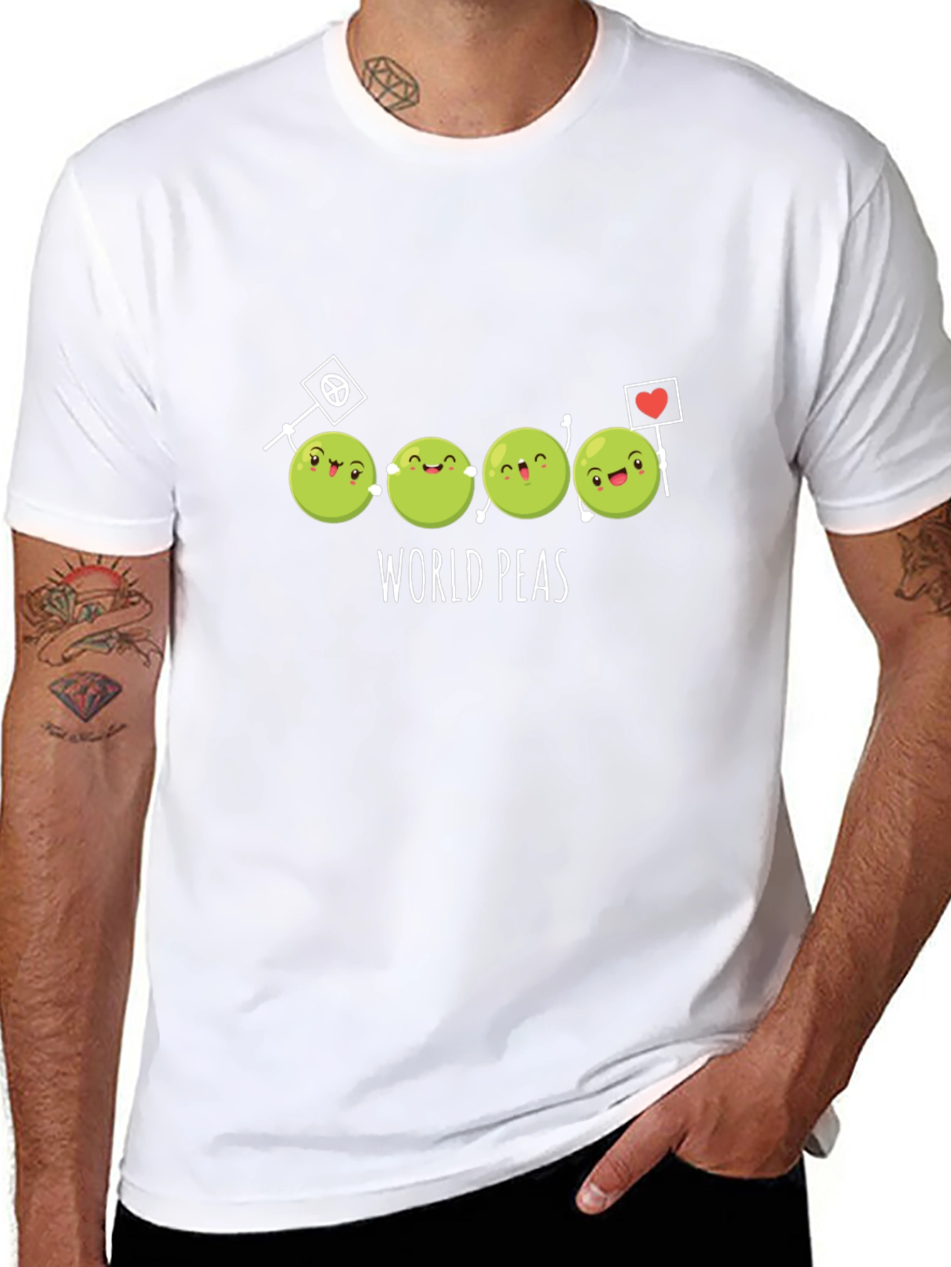 Black World Peas T-Shirt - Funny Cartoon Graphic Tee view 8