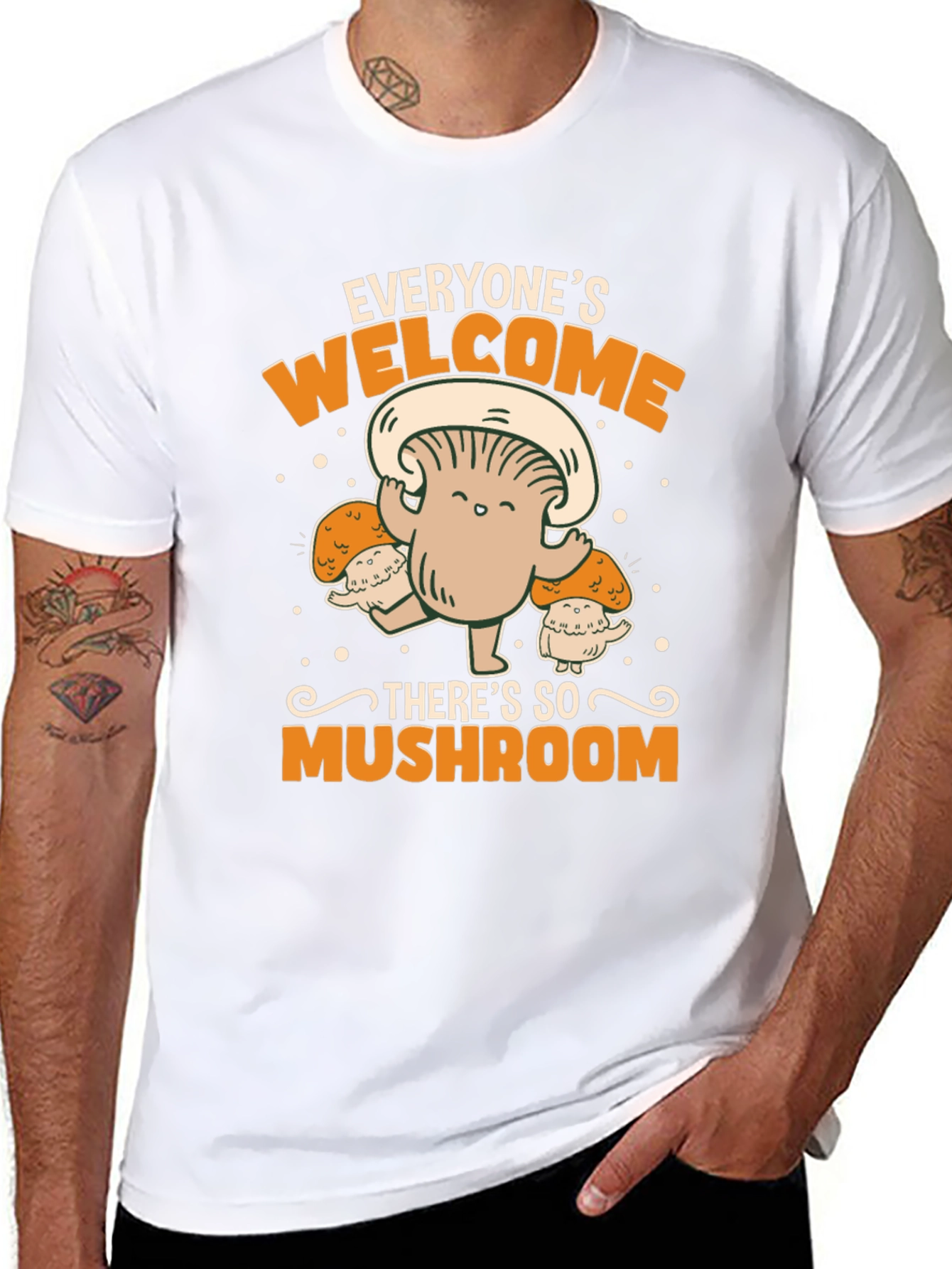 Black Everyone's Welcome Mushroom Graphic Tee view 8