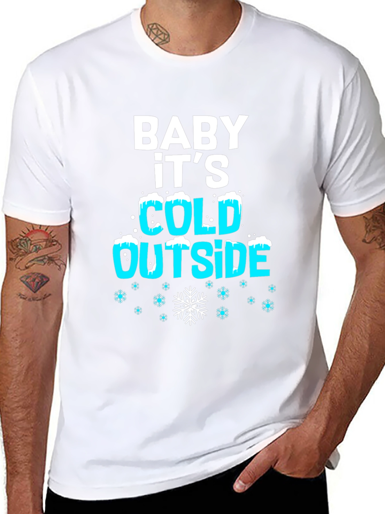 Black Baby It's Cold Outside Holiday T-Shirt view 8