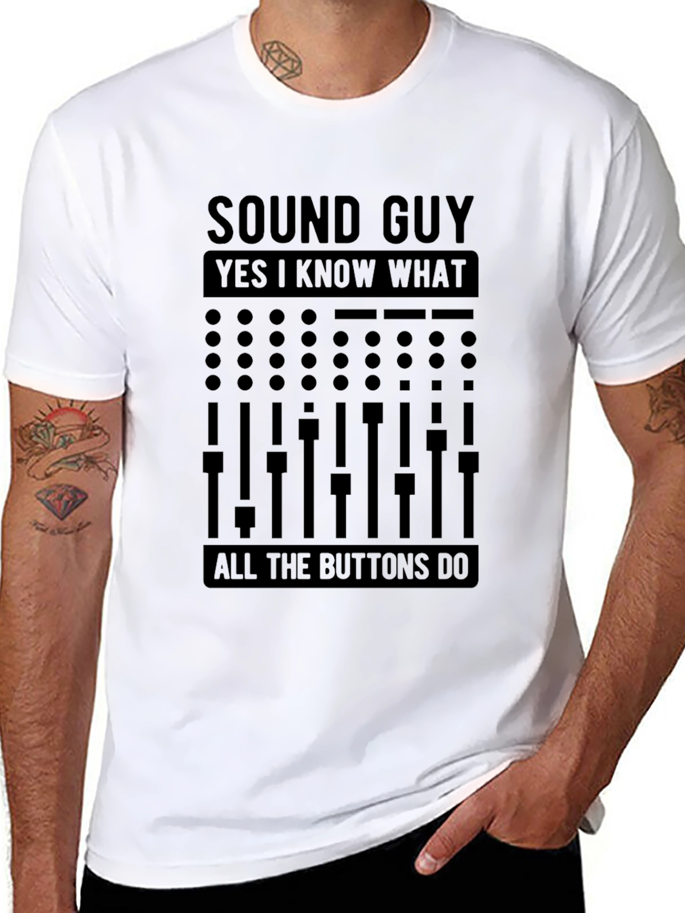 Black Sound Guy T-Shirt - I Know What All the Buttons Do view 8