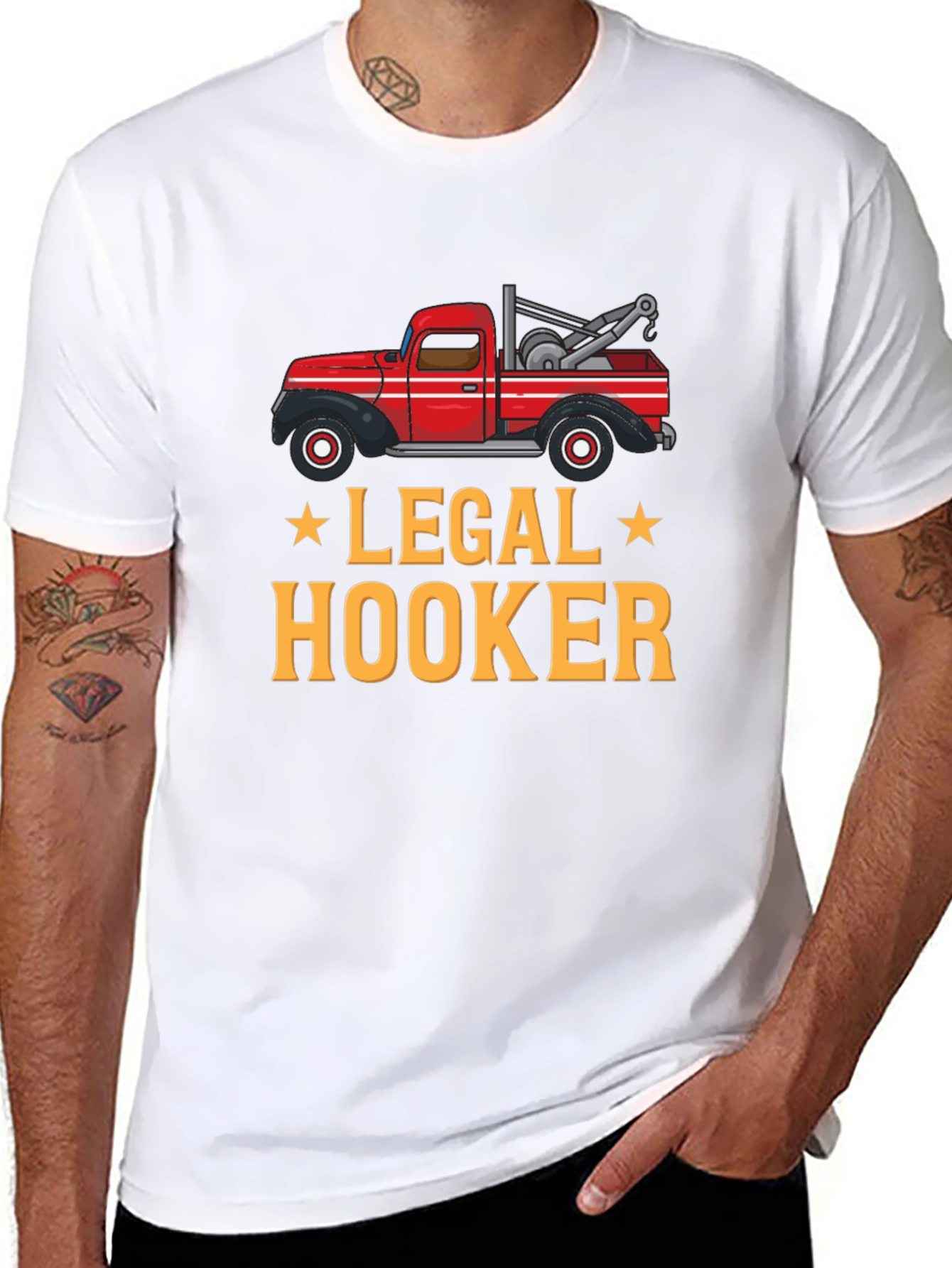 Black Legal Hooker Tow Truck Graphic T-Shirt view 8